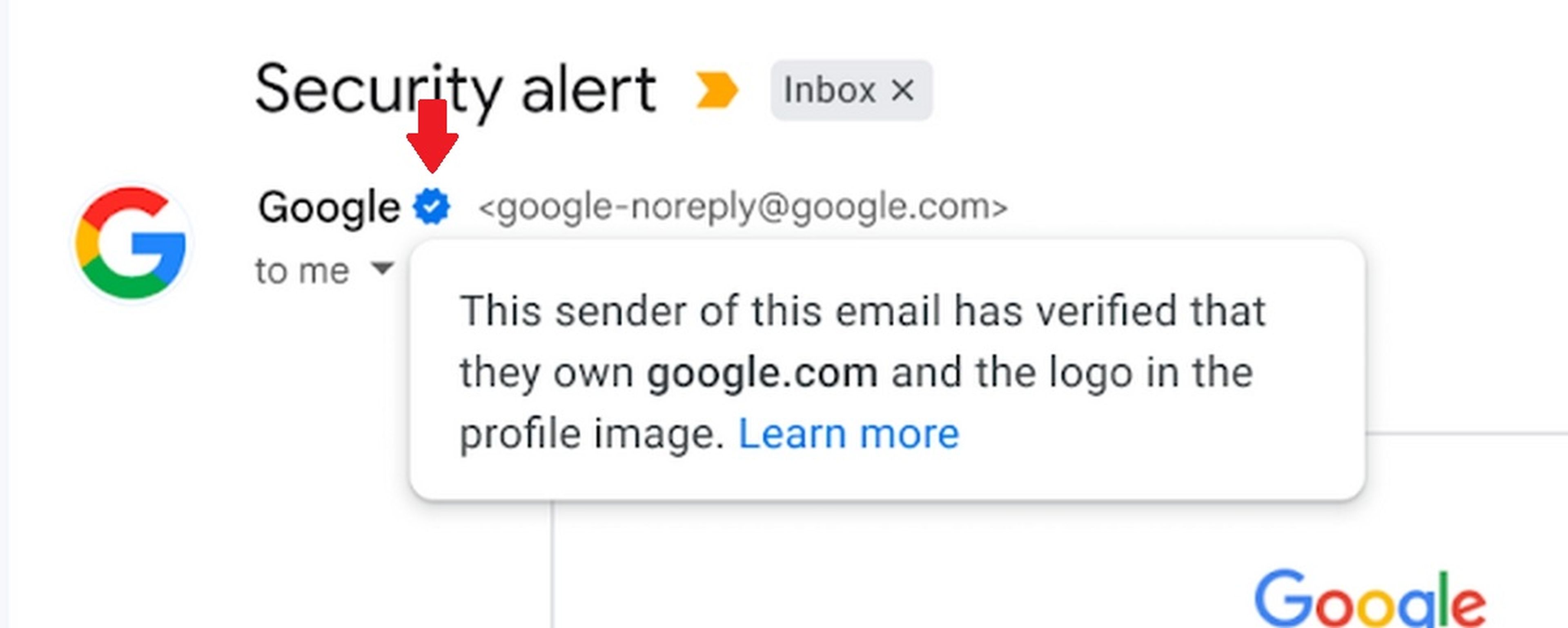 Marca de verificación azul Gmail