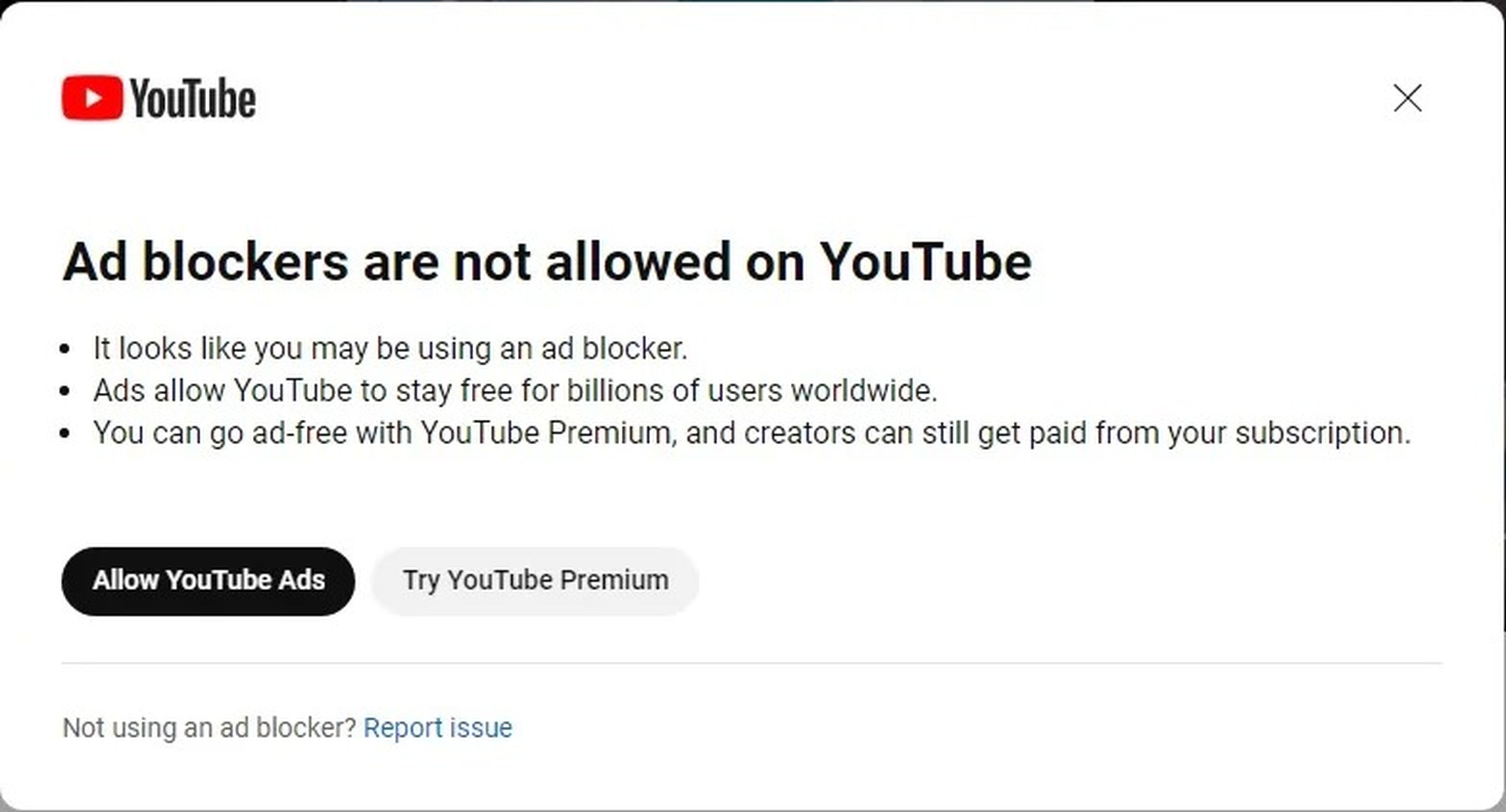 YouTube prohíbe los bloqueadores de anuncios, si quieres ver sus vídeos