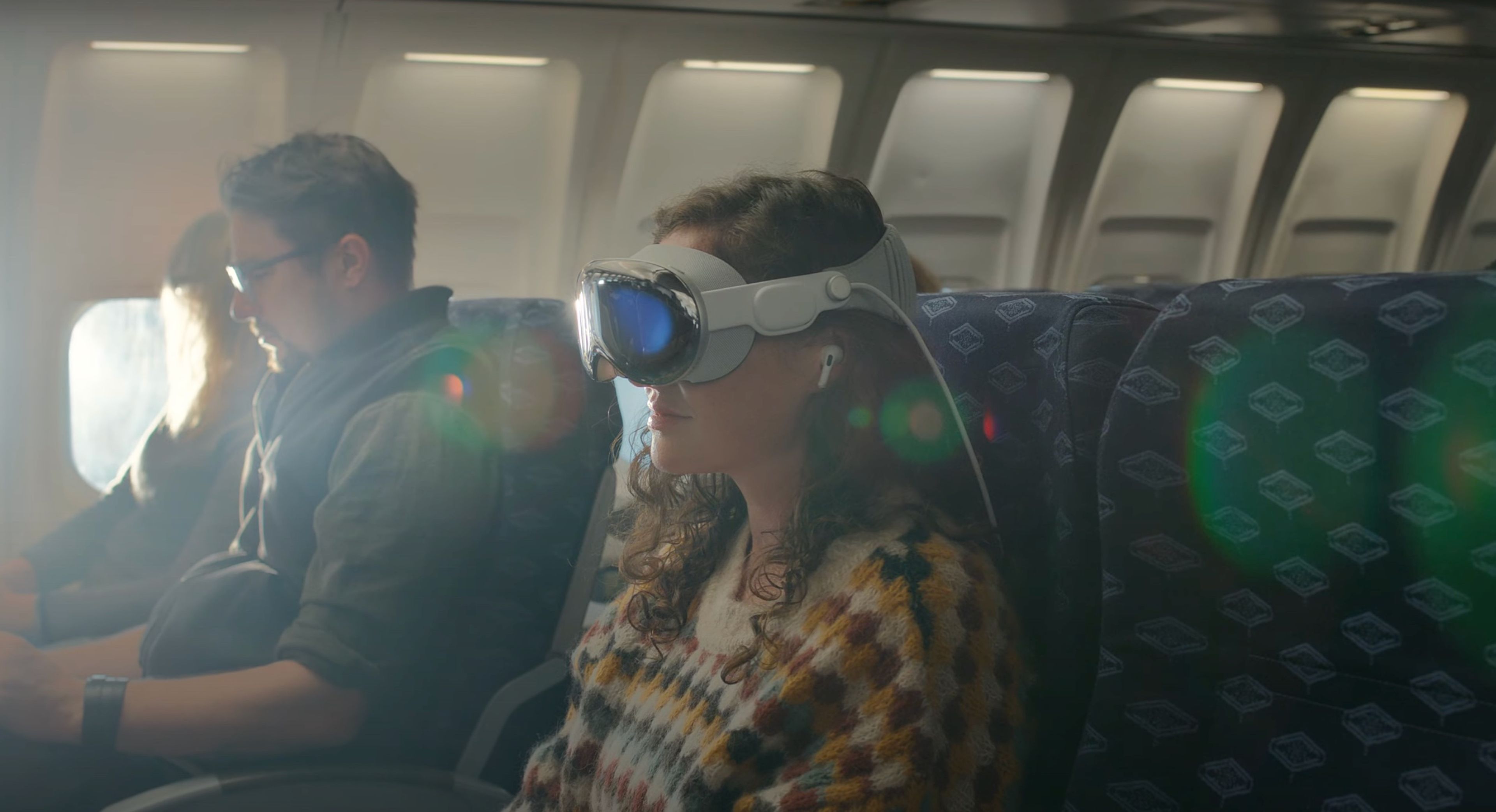 Apple Vision Pro en un avión