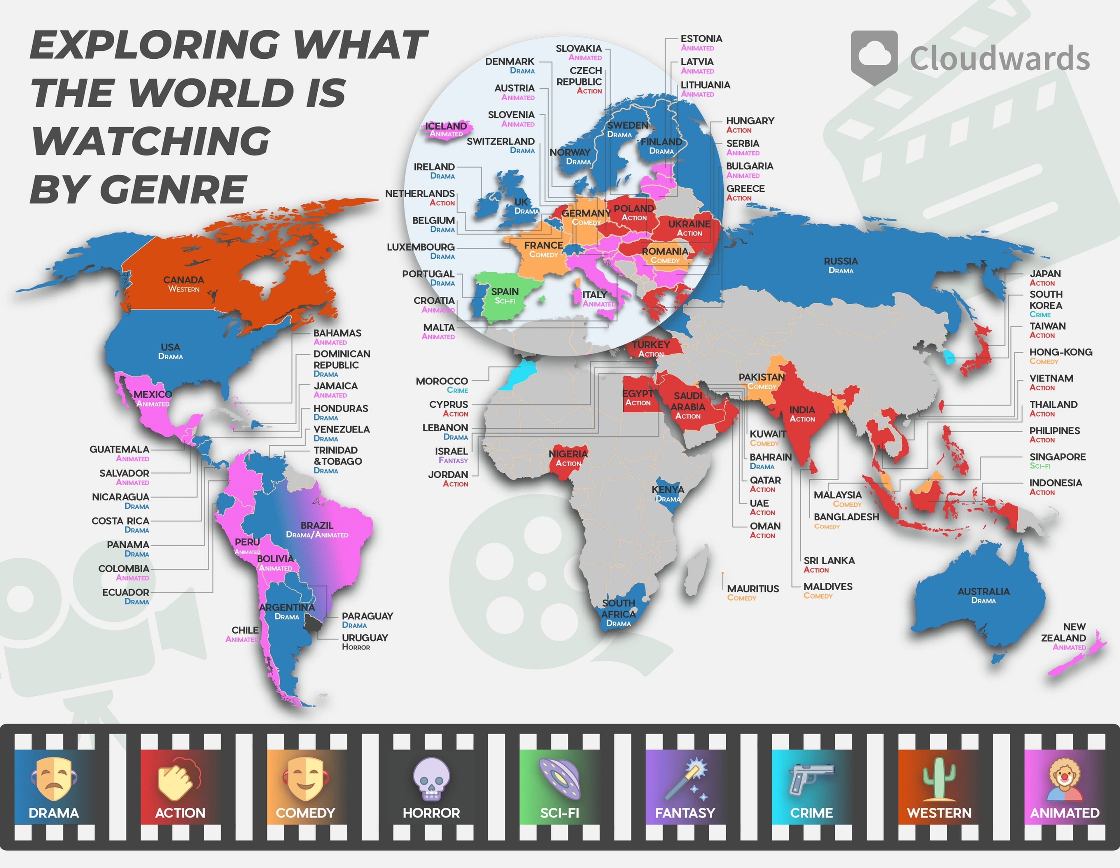 Un mapa con los géneros televisivos favoritos muestra que España es una rareza mundial