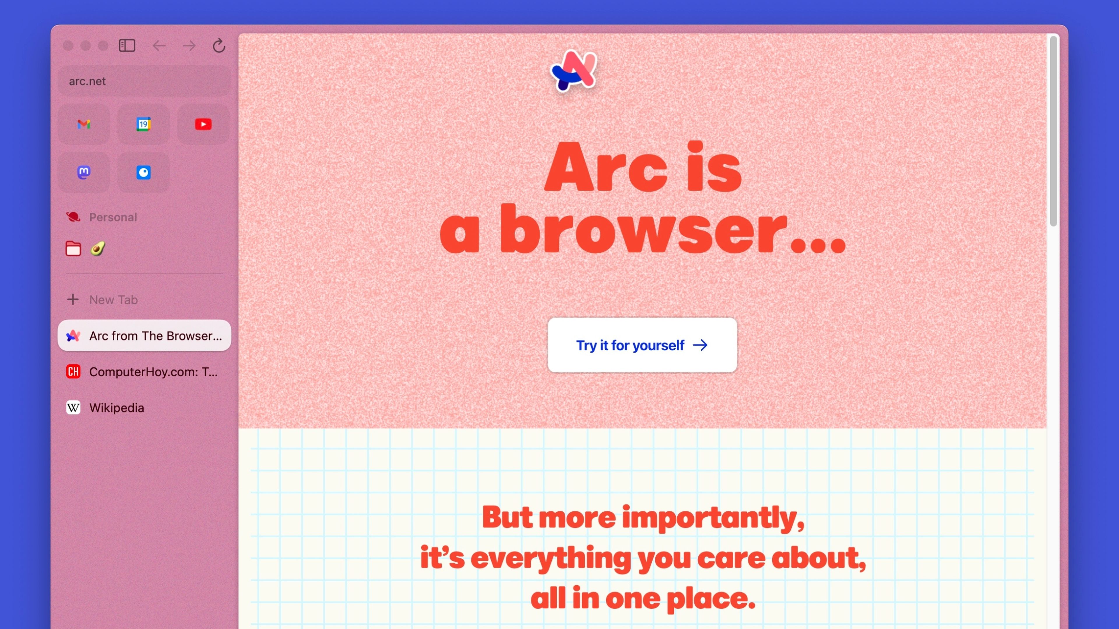 Captura de pantalla de Arc Browser