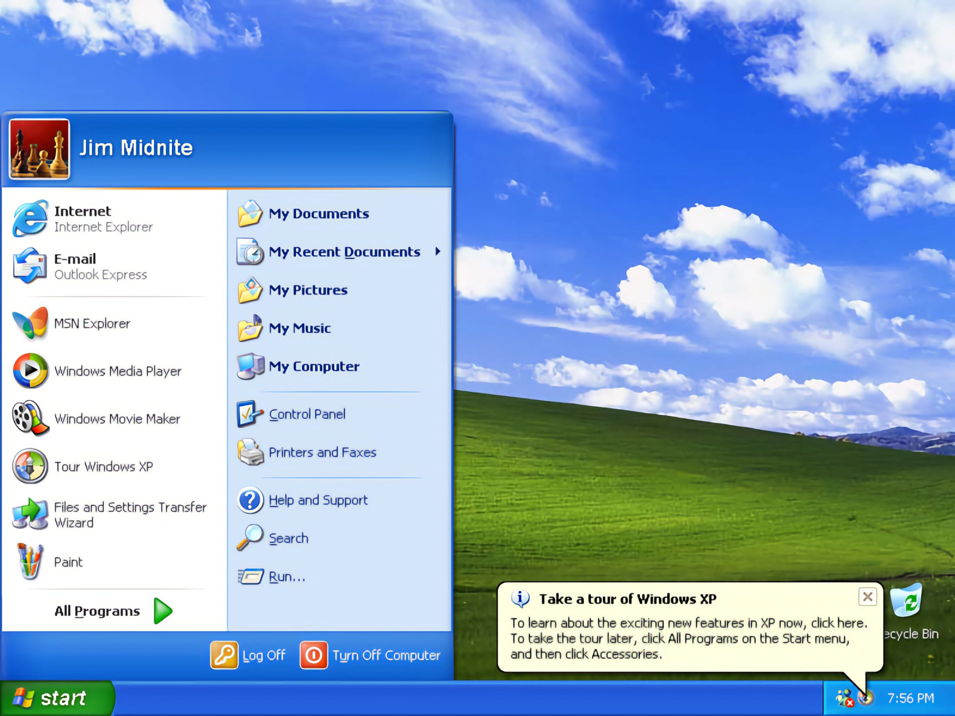 Captura de pantalla de Windows XP
