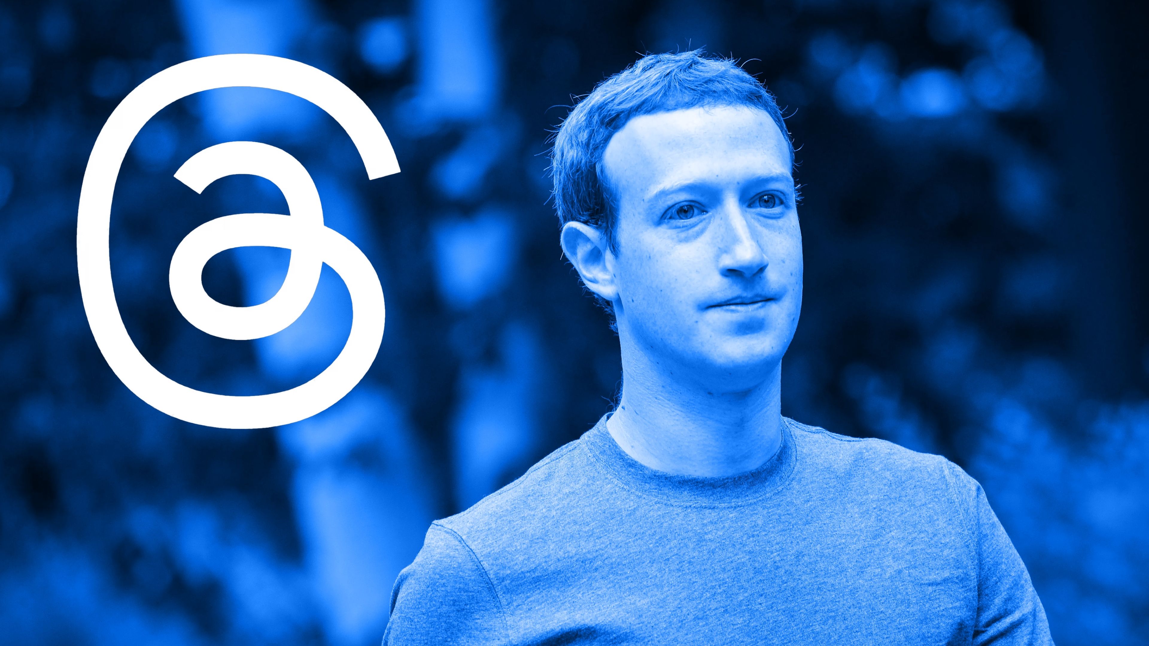 Composición con Mark Zuckerberg (CEO de Meta) y el logo de la aplicación Threads