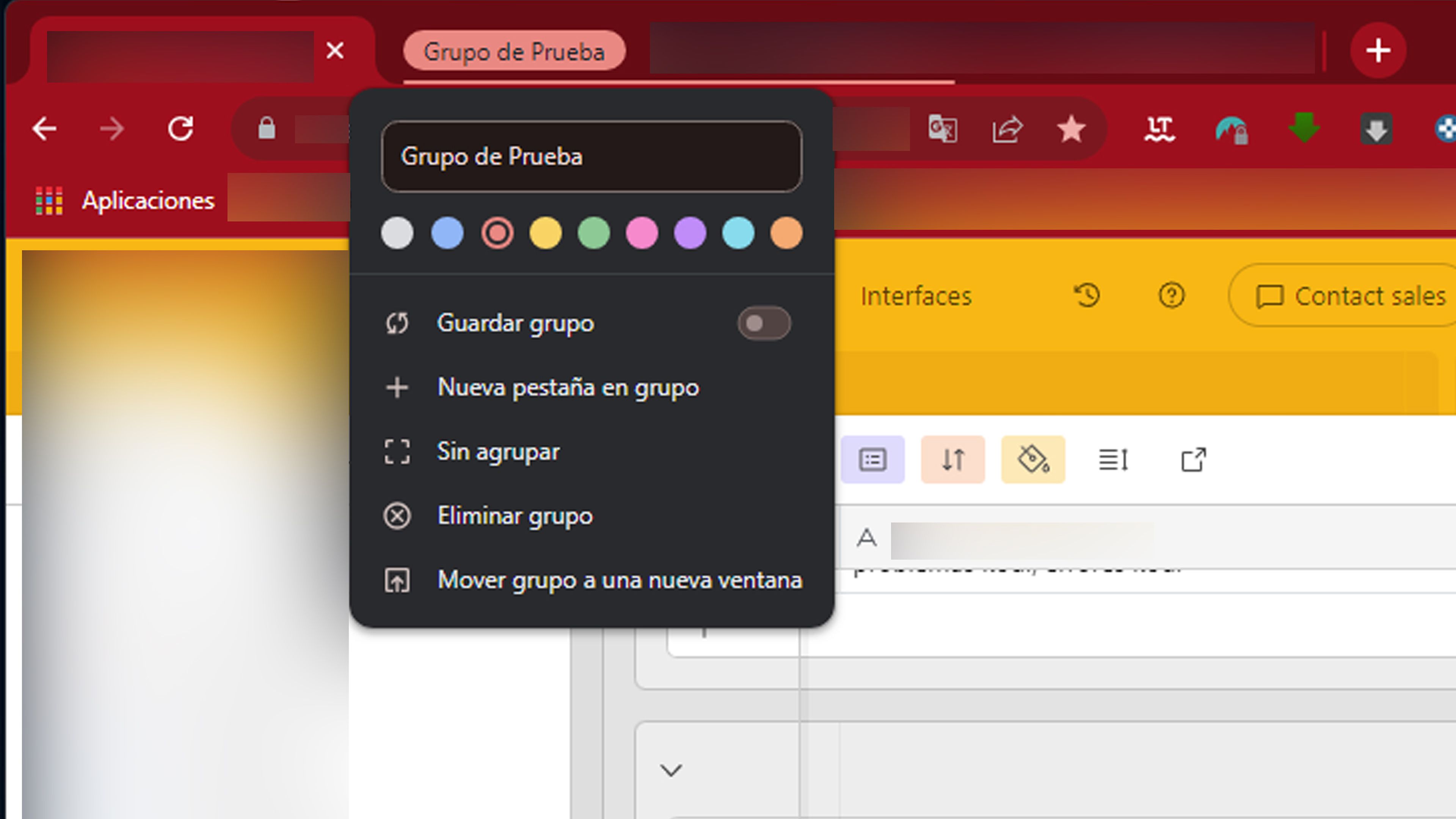 Grupo pestañas Chrome