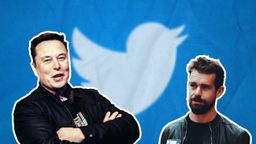 Portada de la historia de Twitter con Elon Musk y Jack Dorsey frente al logo de Twitter