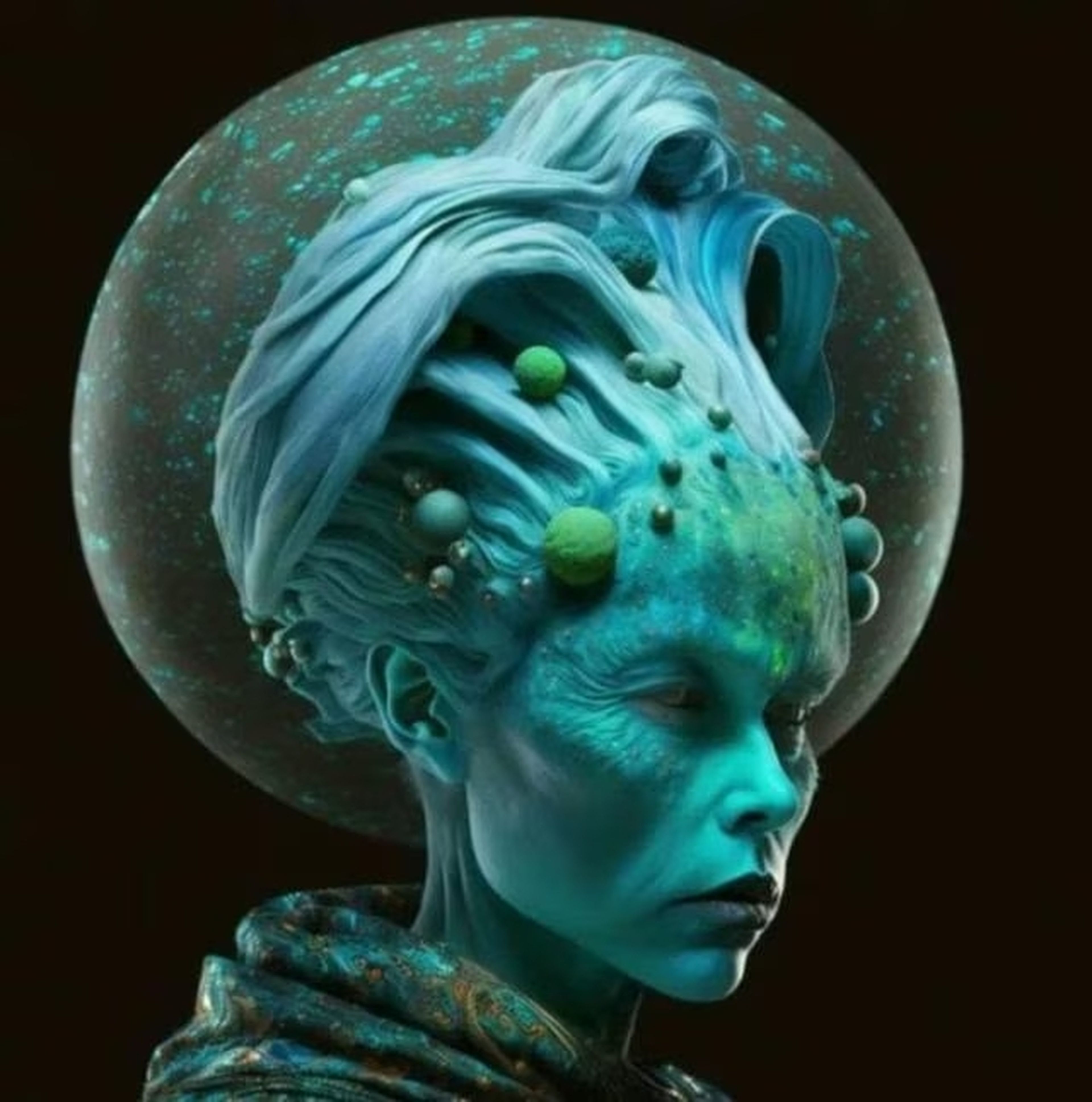 Habitante de Urano recreado artísticamente por Midjourney