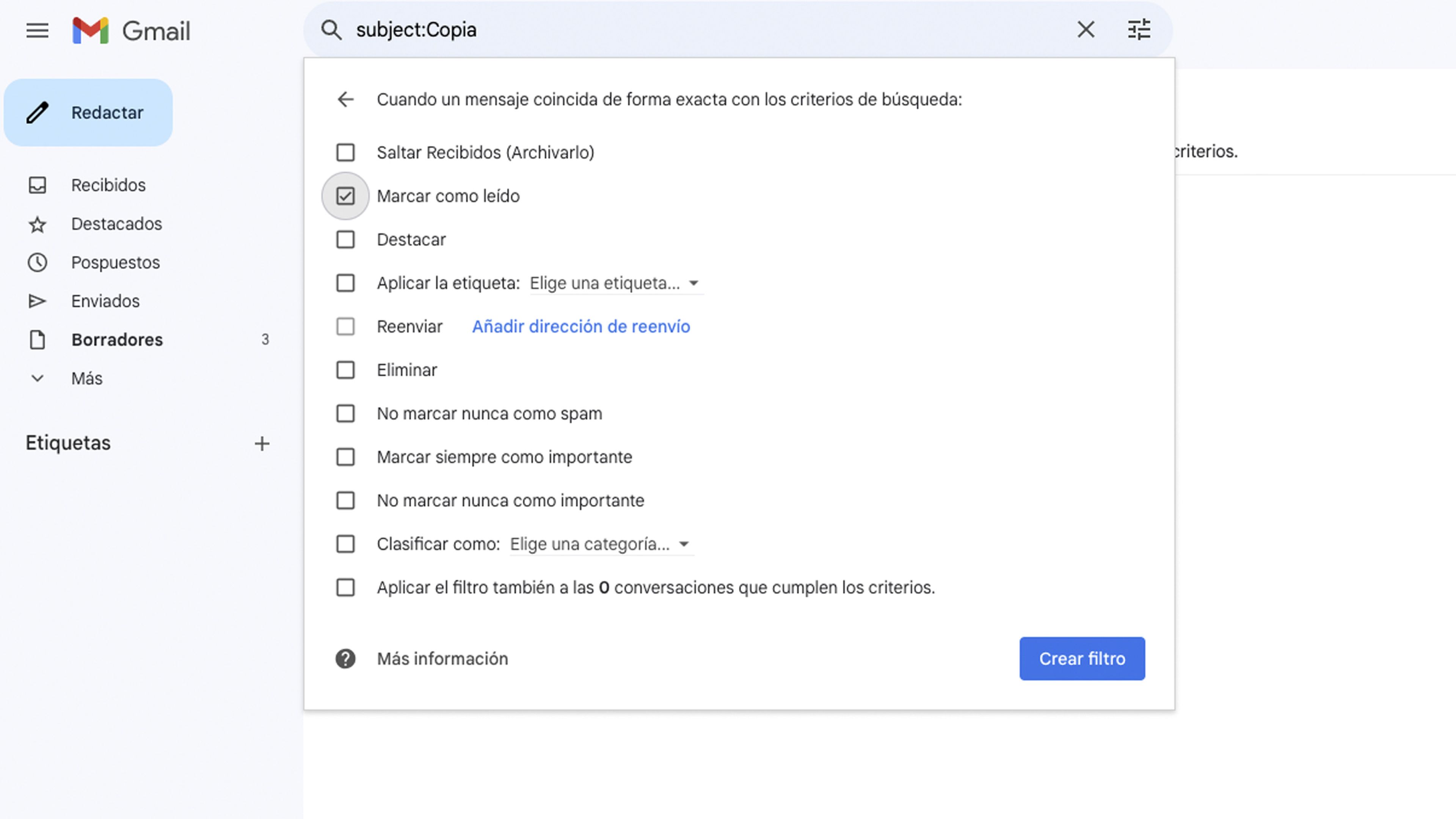 How to create filters in Gmail, in addition to rules