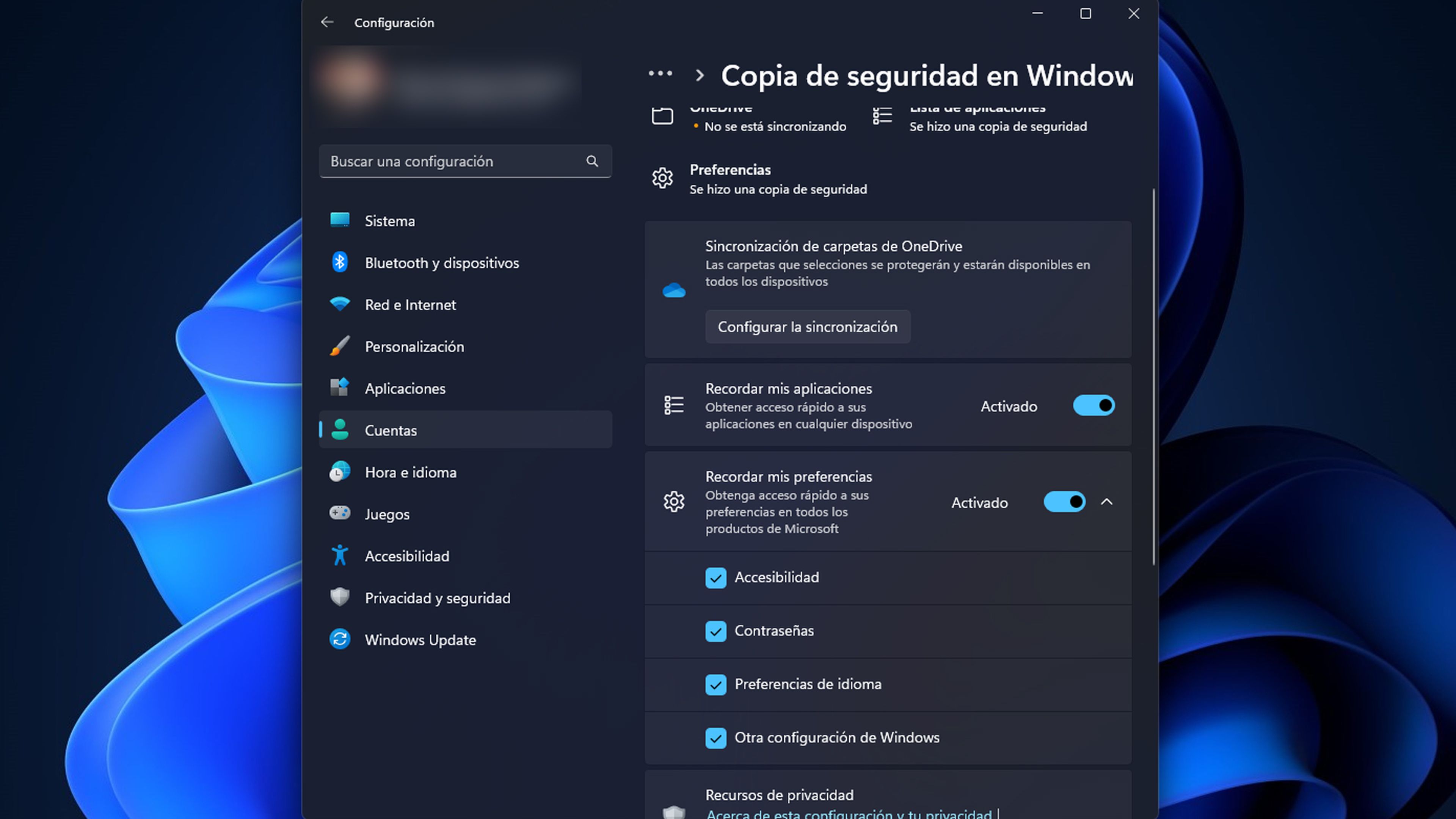 Las contraseñas del WiFi con la sincronización de cuenta de Windows