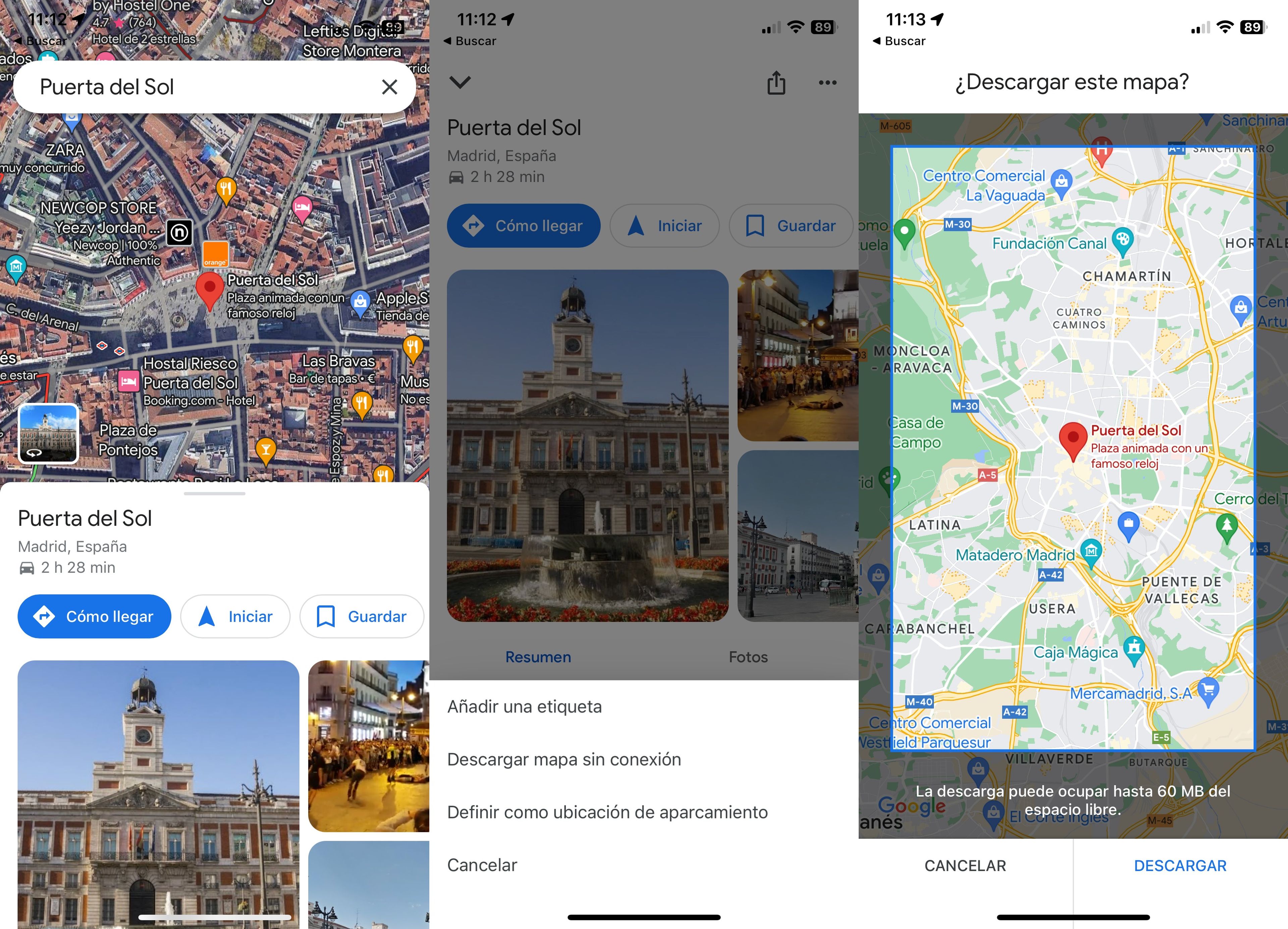 Descargar mapas sin conexión en Google Maps