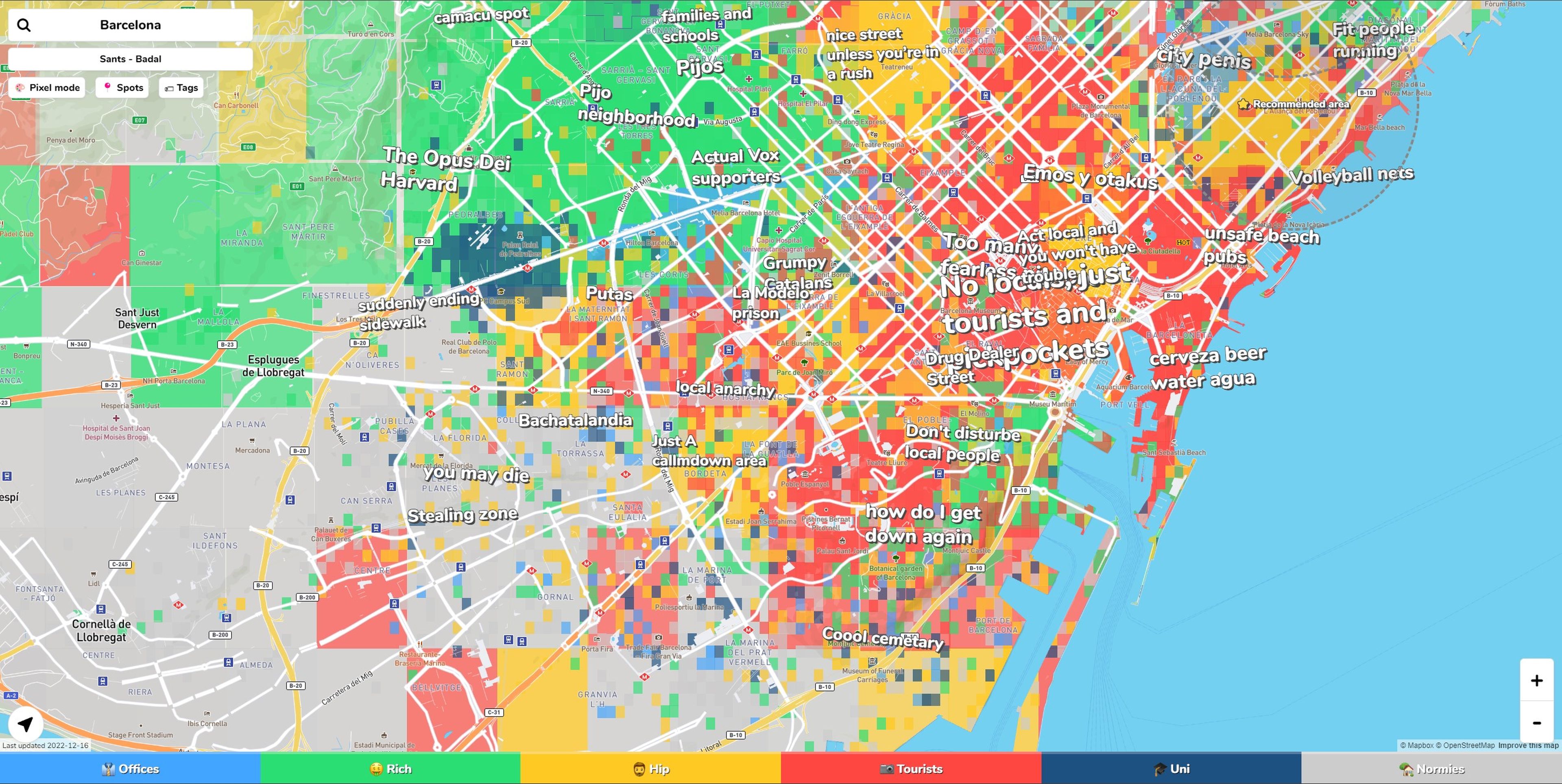 Descubre con este mapa las opiniones del barrio en el que vives