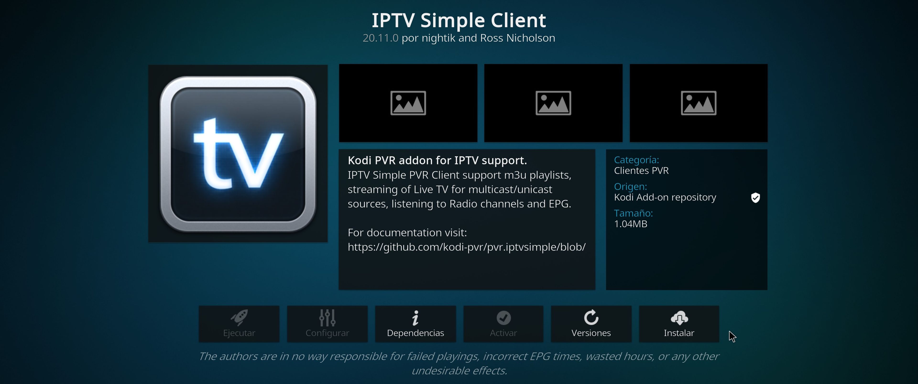 IPTV Simple Cliente de Kodi