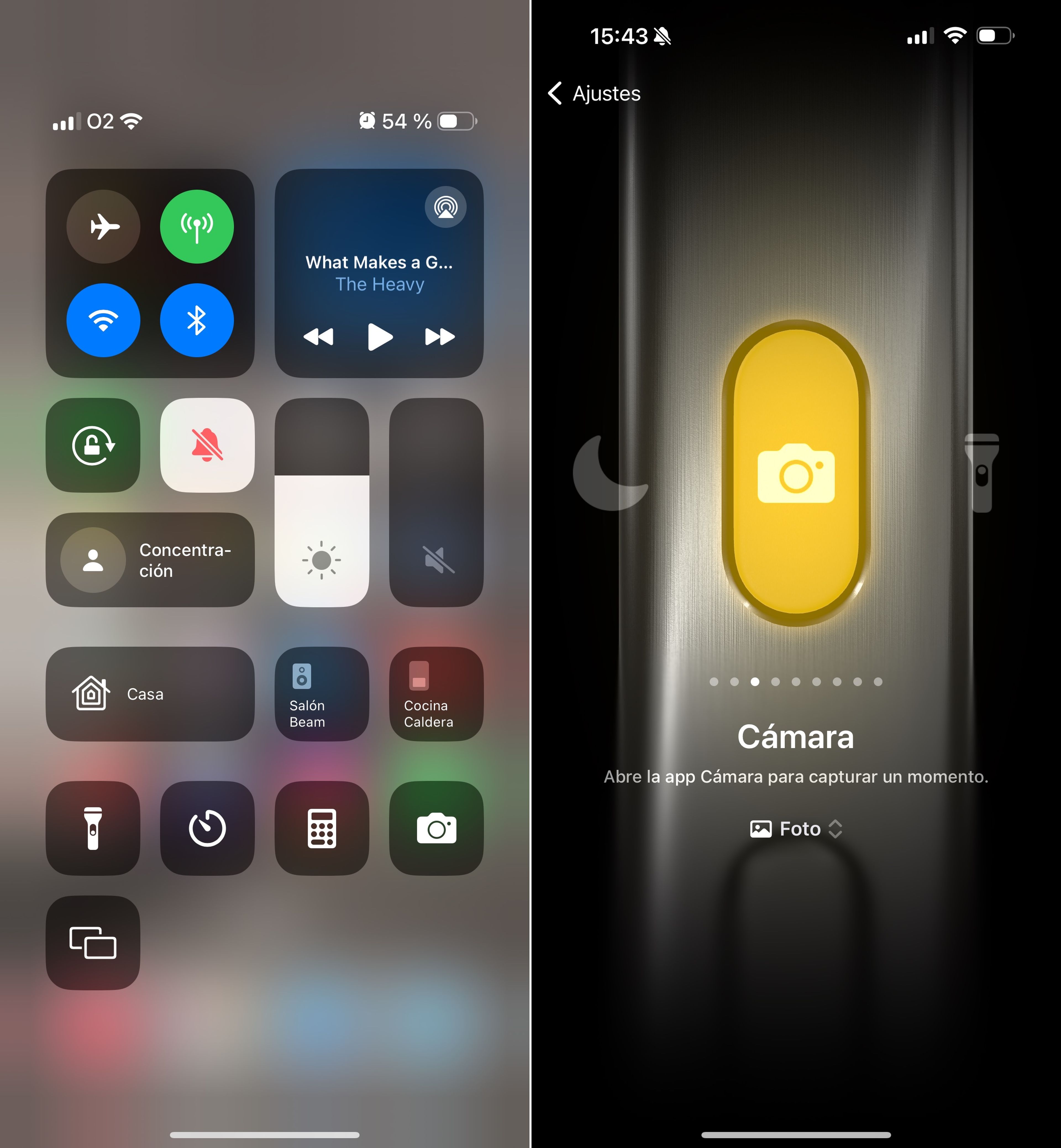 Si pulsas el botón de acción para silenciar el móvil, el icono se pone en rojo, además de en parte izquierda de la Isla Dinámica. Es muy fácil elegir la opción que mejor te va en los ajustes de iOS.