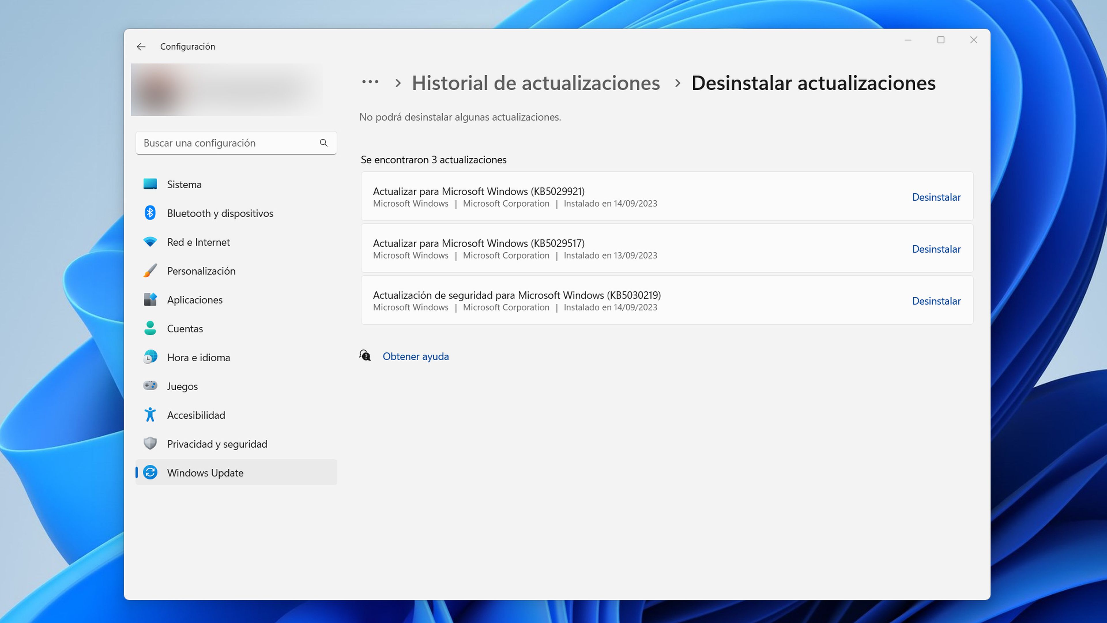 Revertir actualización en Windows 11 usando la configuración