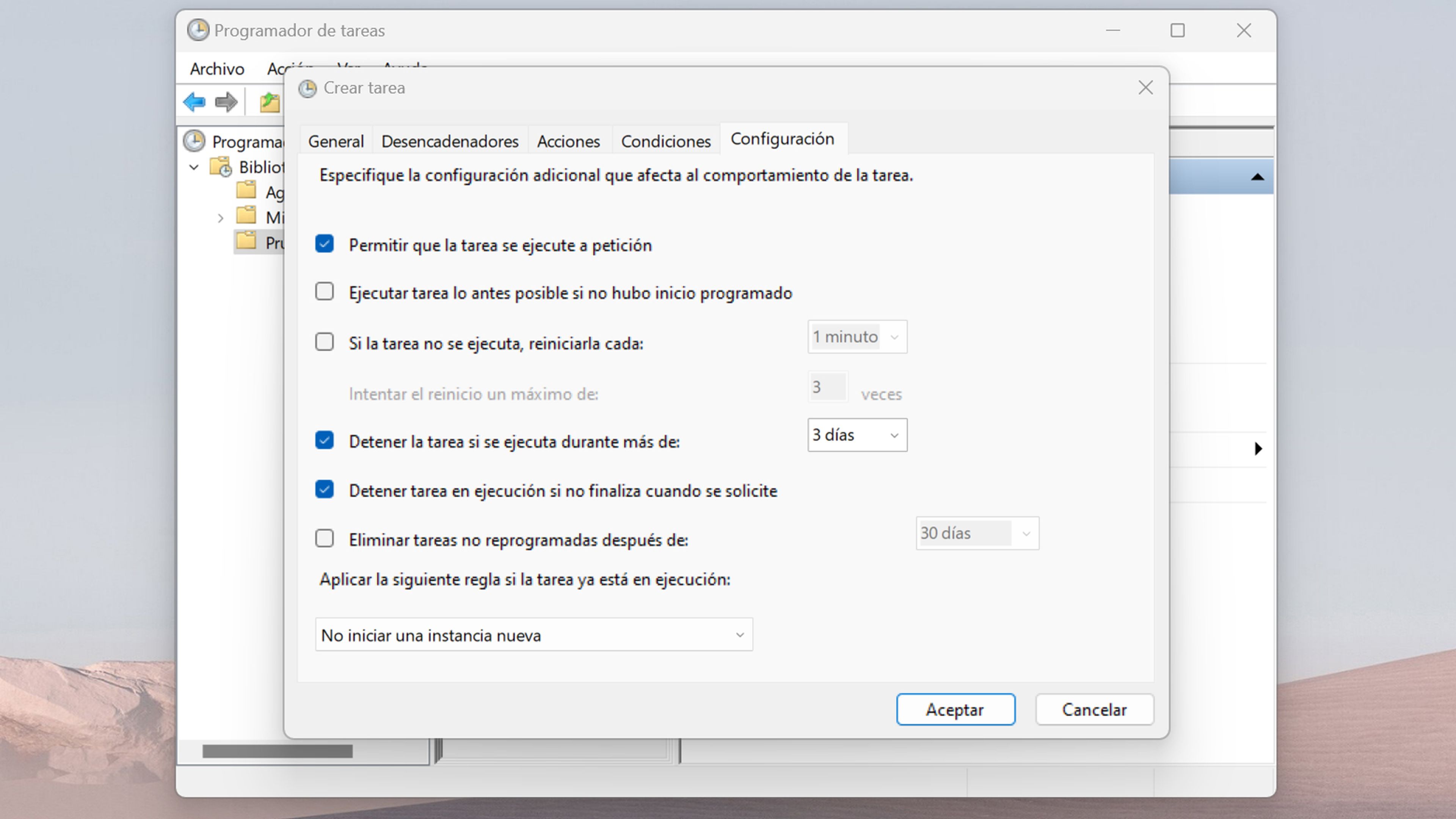 Borrar archivos viejos en Windows 11 con el Programador de tareas en Windows