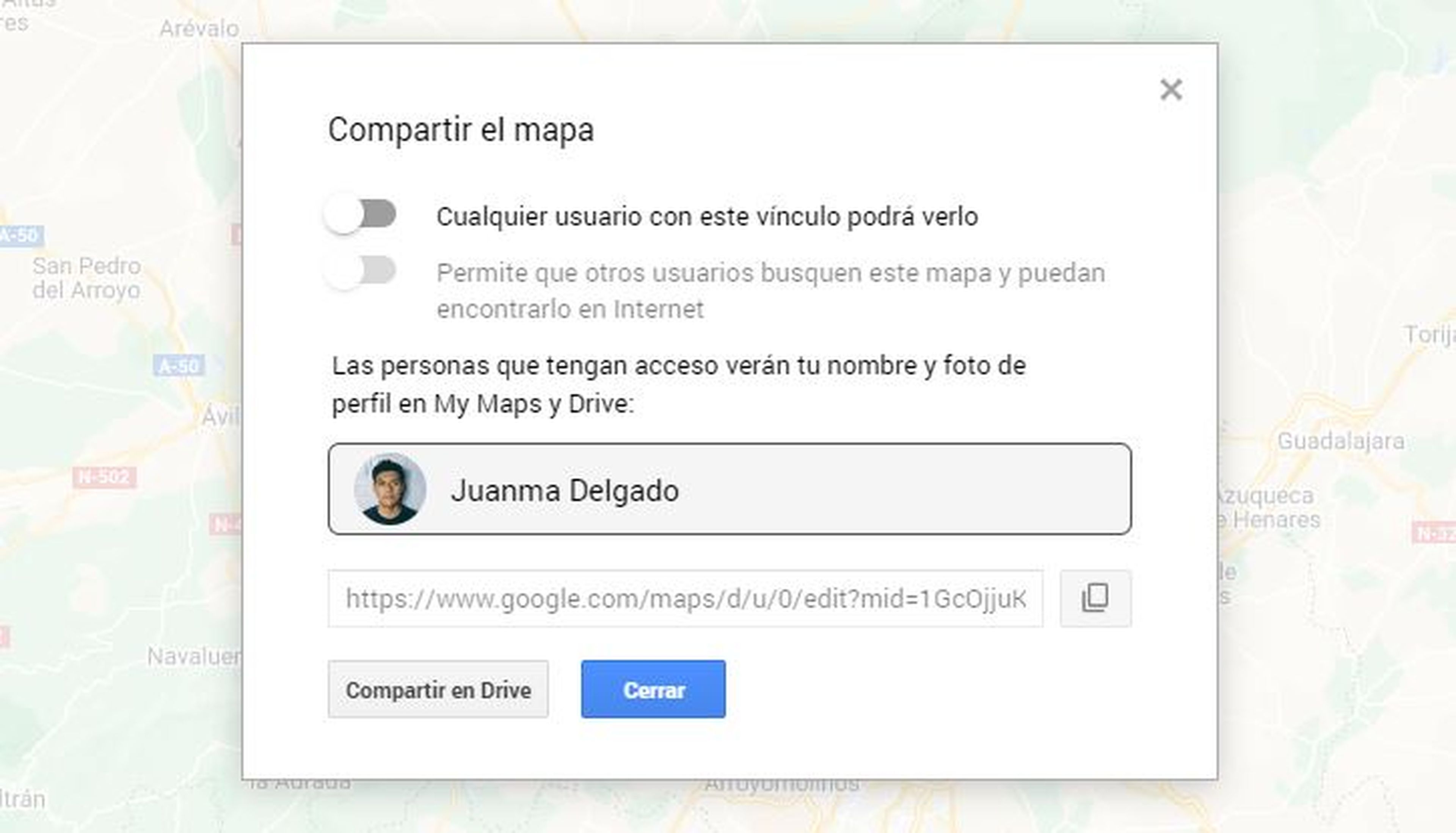 Compartir mapa en Google Maps
