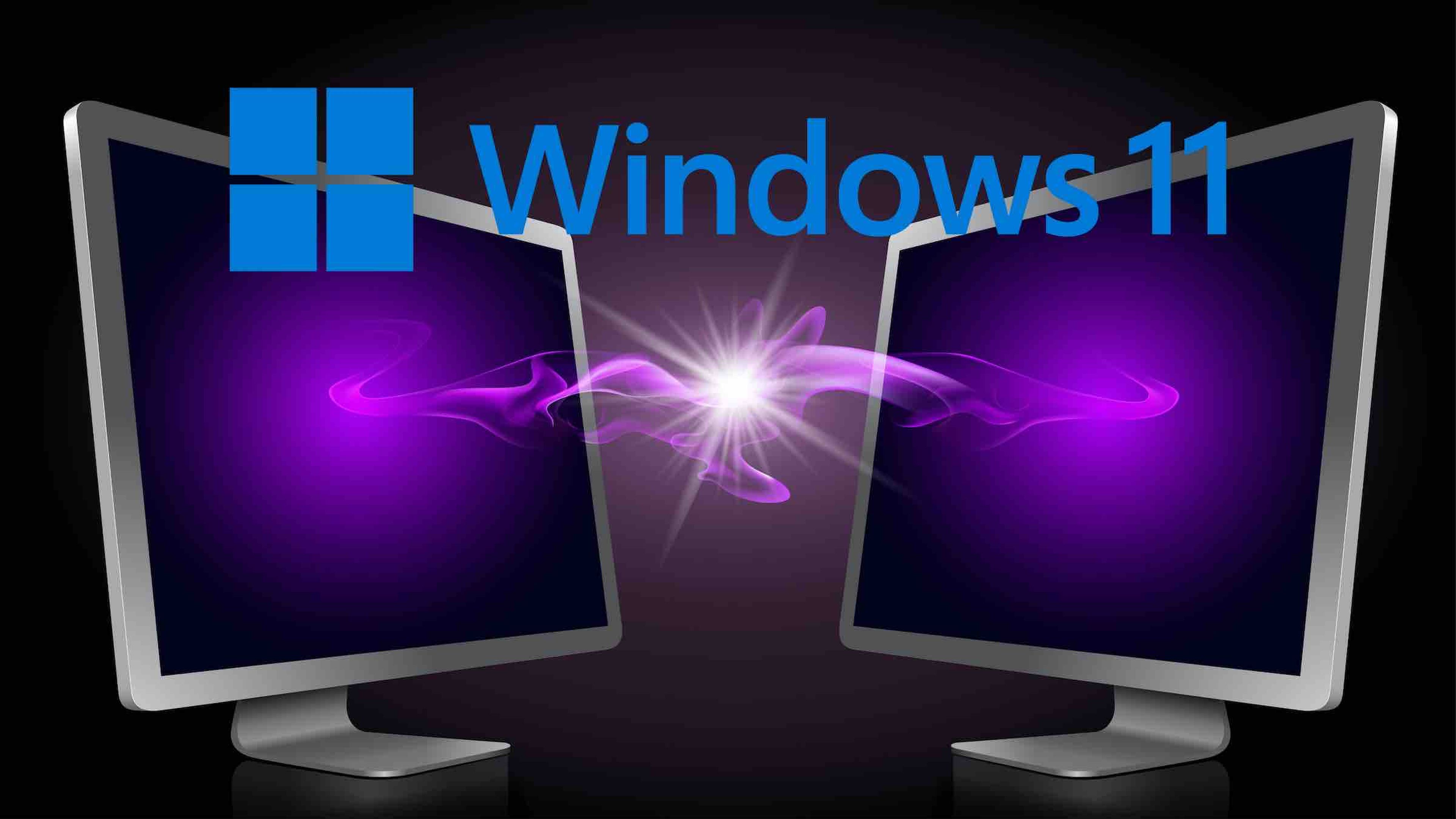 Dos monitores con el logo de Windows 11