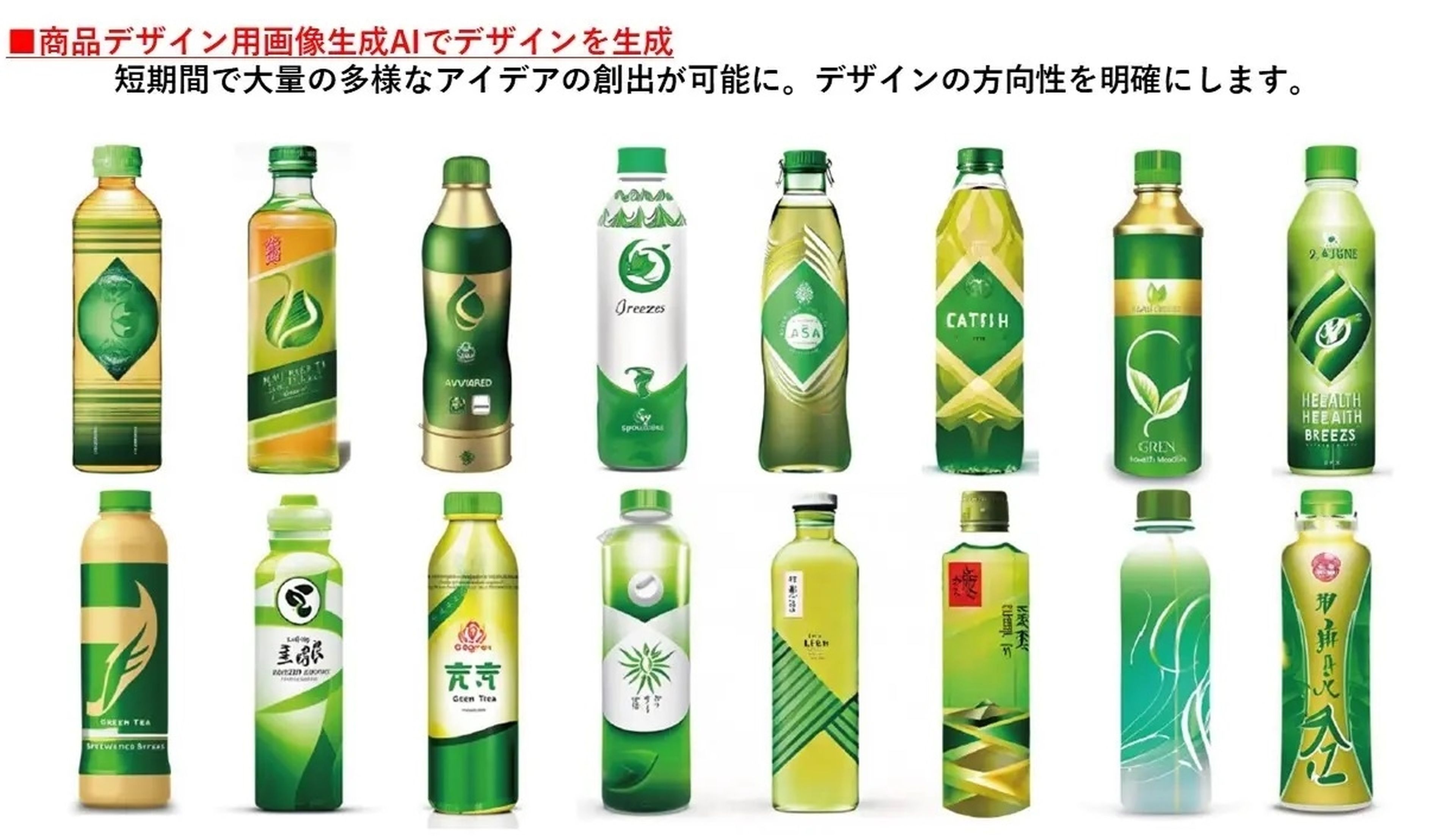 Etiquetas de bebida de té verde creada por una IA
