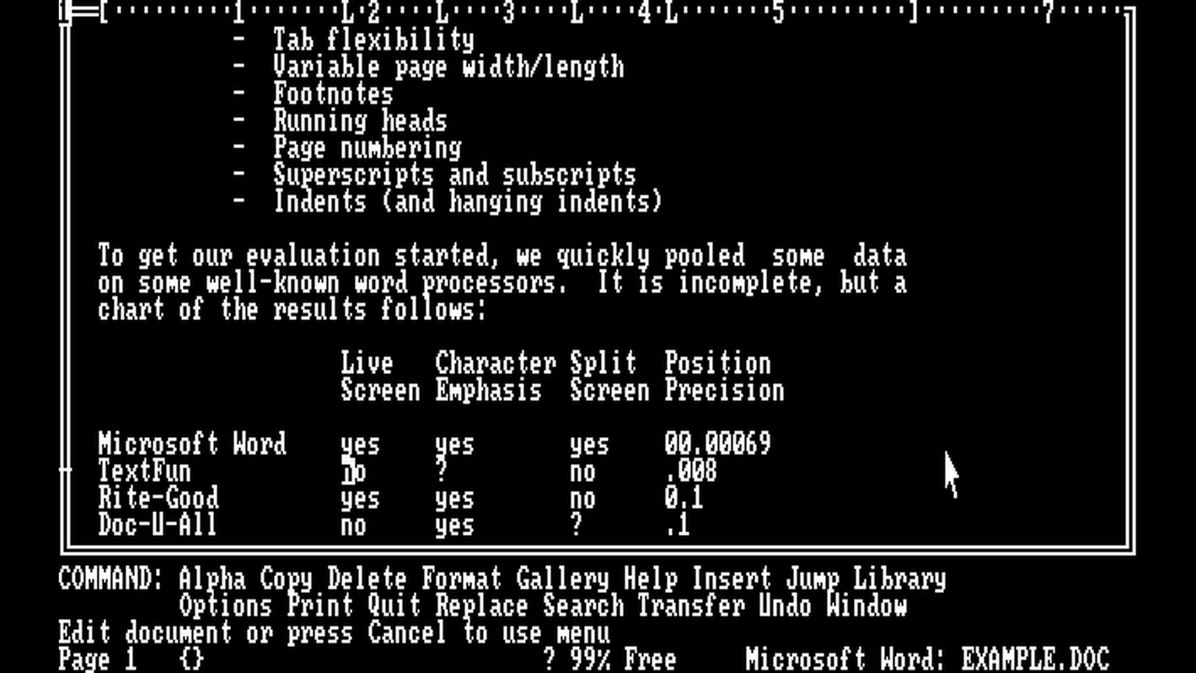Microsoft Word 1.0 para MS-DOS (1983)