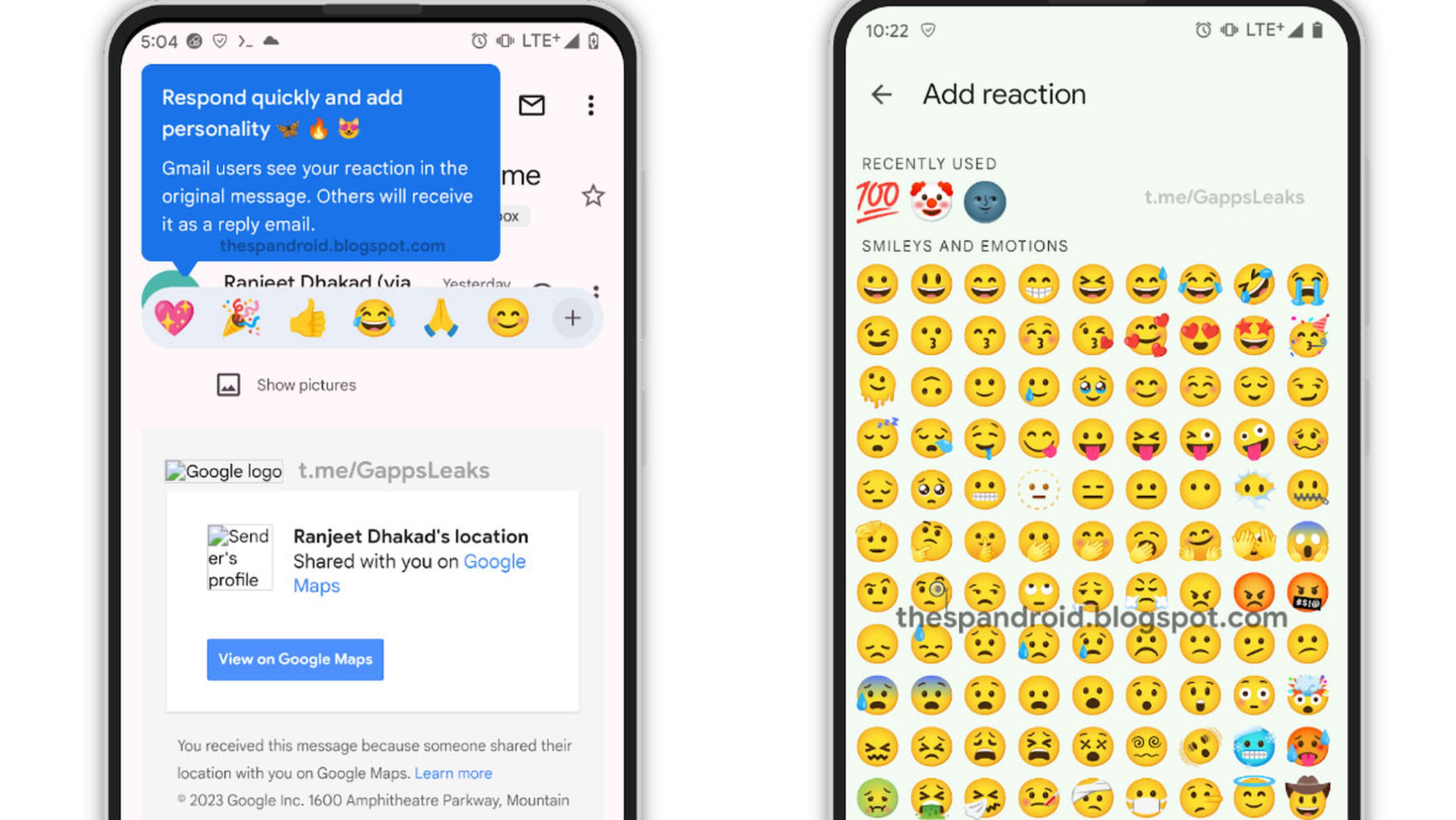 Reacciones emojis Gmail