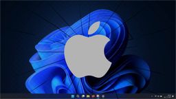 Apple logo manzana con fondo escritorio Windows 11 cristal roto