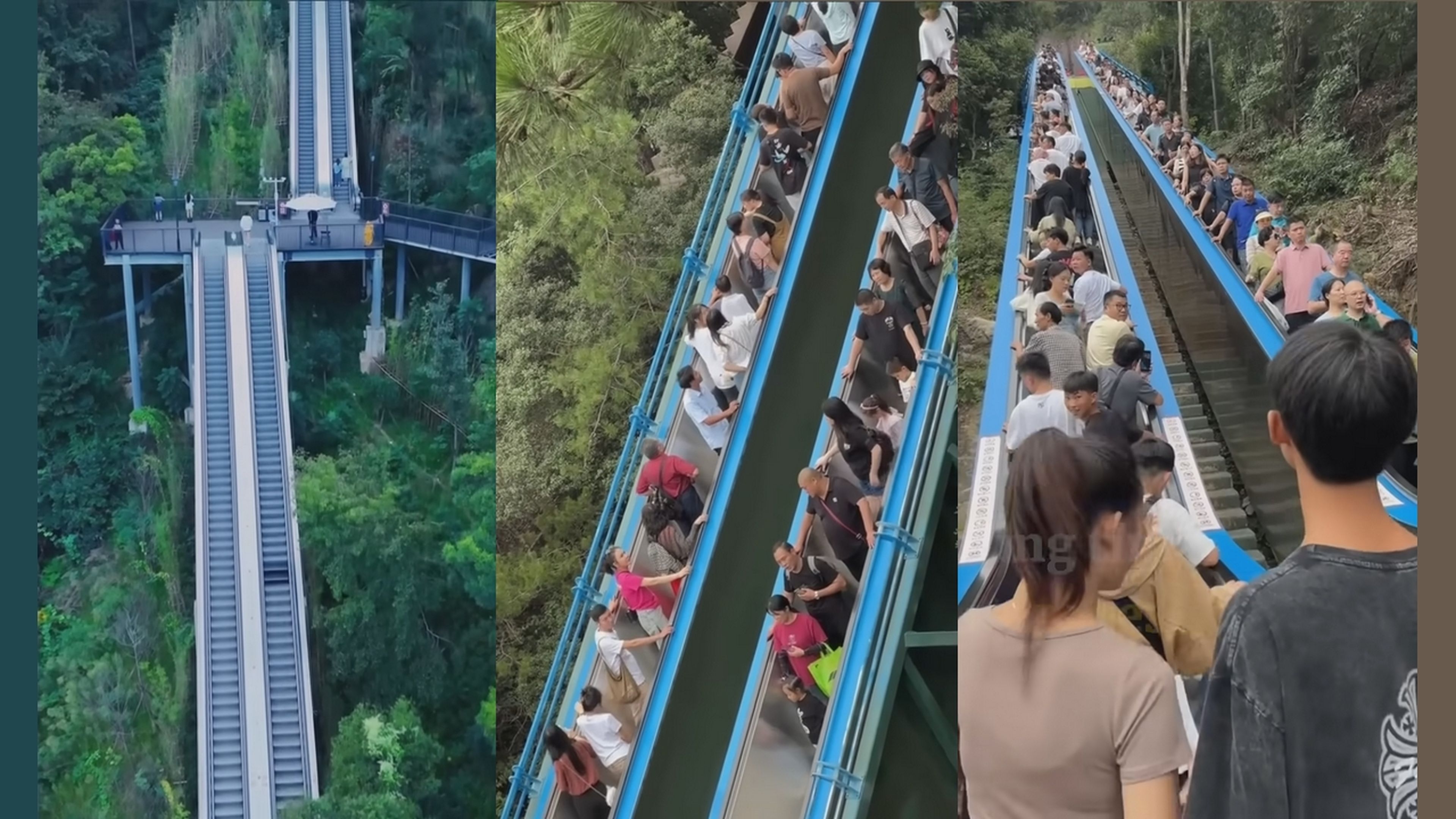 China la lía al poner una escalera automática de 350 metros para subir una montaña
