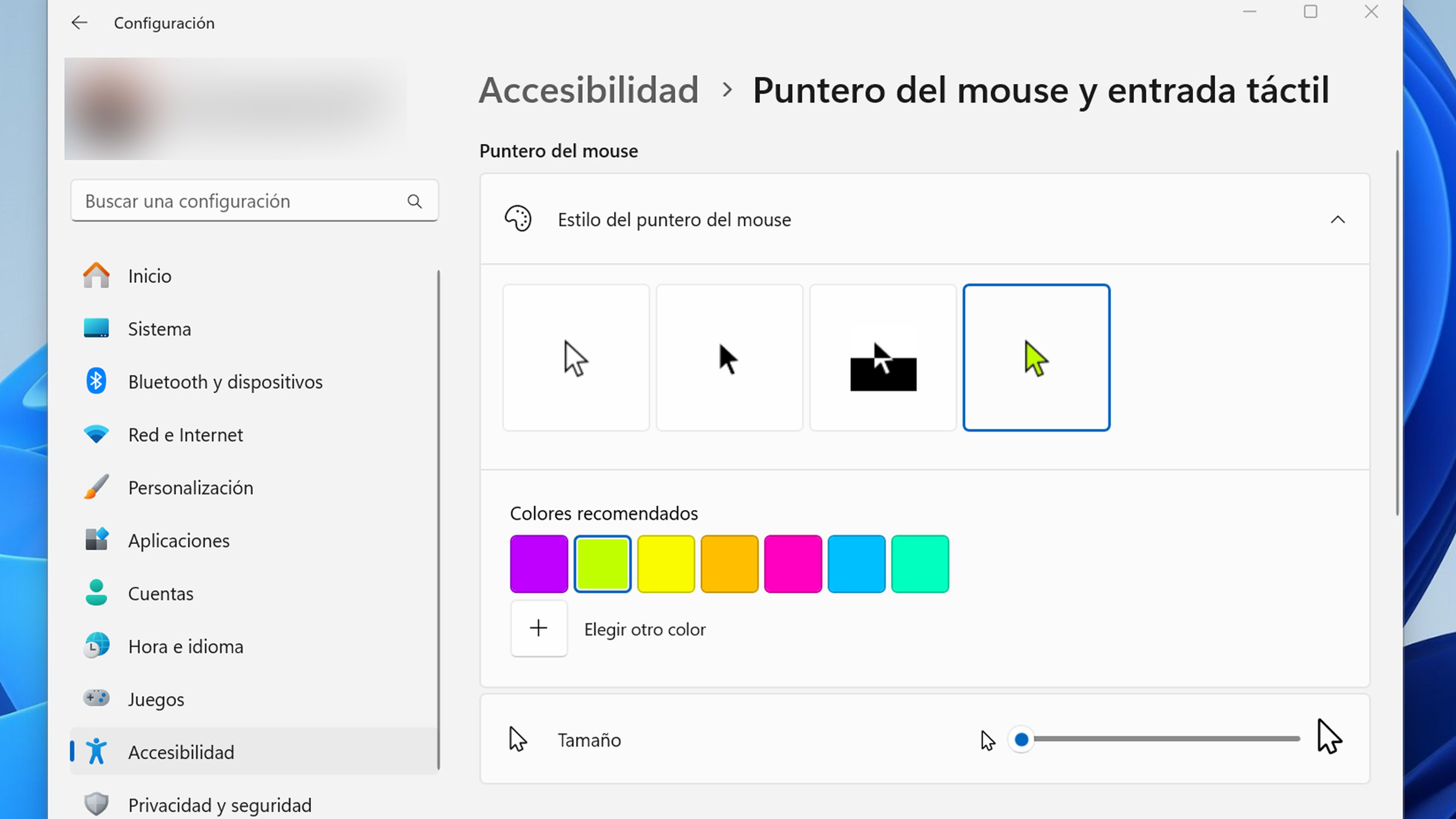Cómo cambiar el color del puntero del ratón en Windows 11