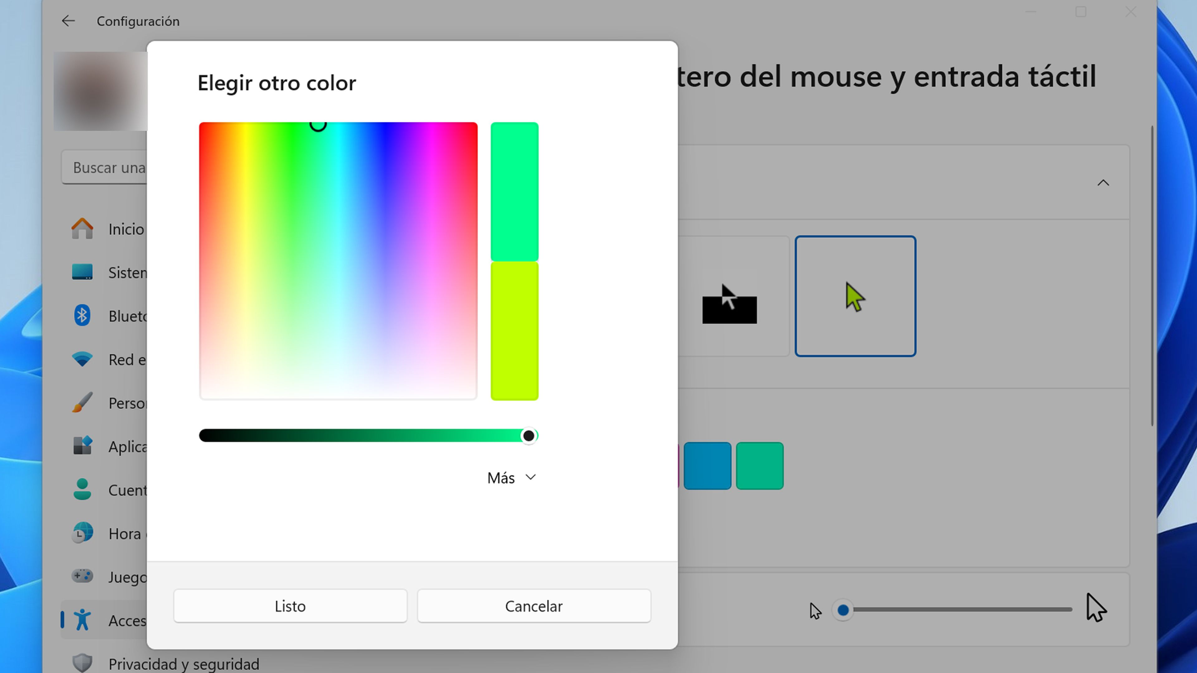 Cómo cambiar el color del puntero del ratón en Windows 11
