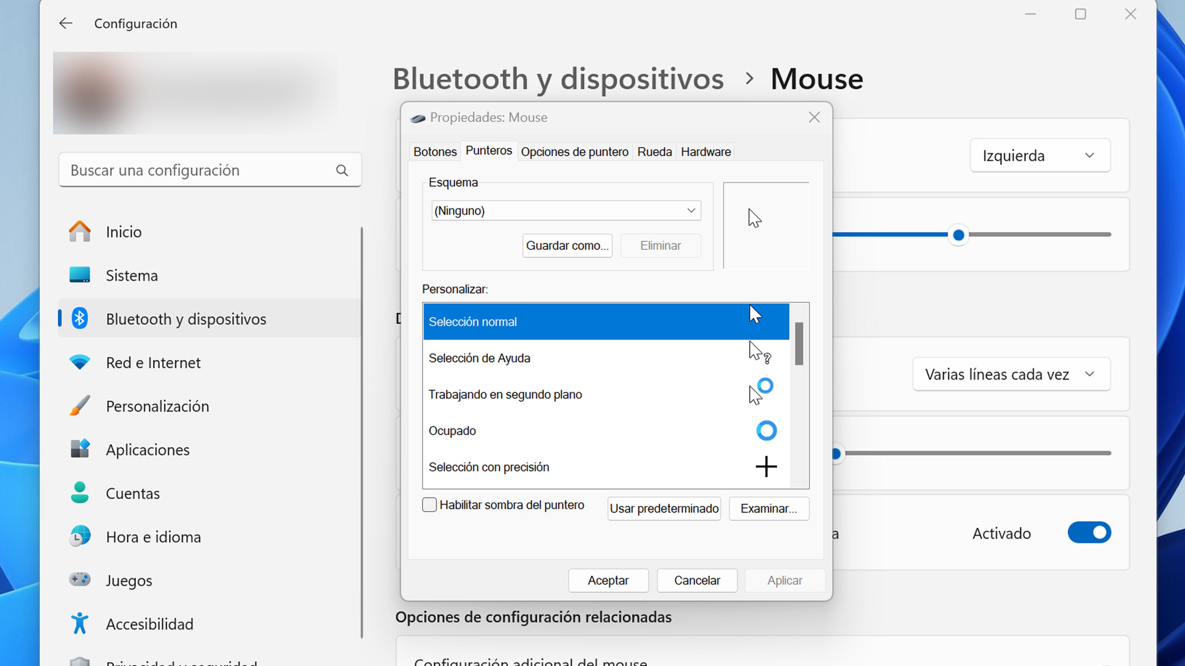 Cómo modificar la forma del puntero del ratón en Windows 11