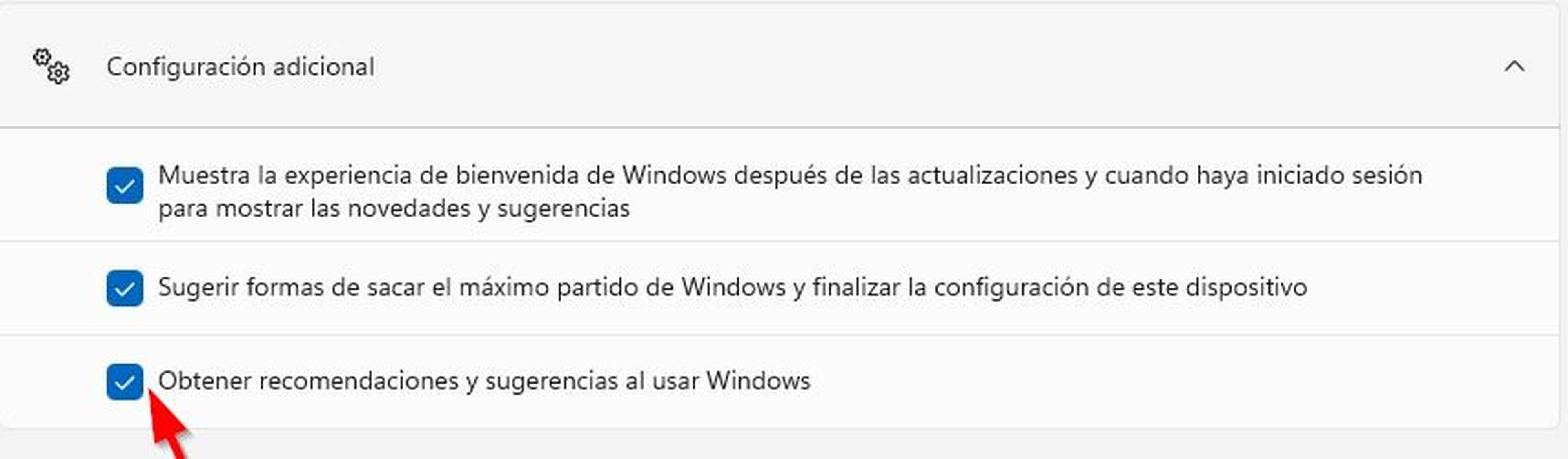 Desactiva las sugerencias al usar Windows
