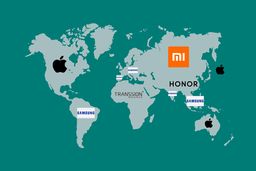 Mapa marcas móviles más vendidas en el mundo por regiones