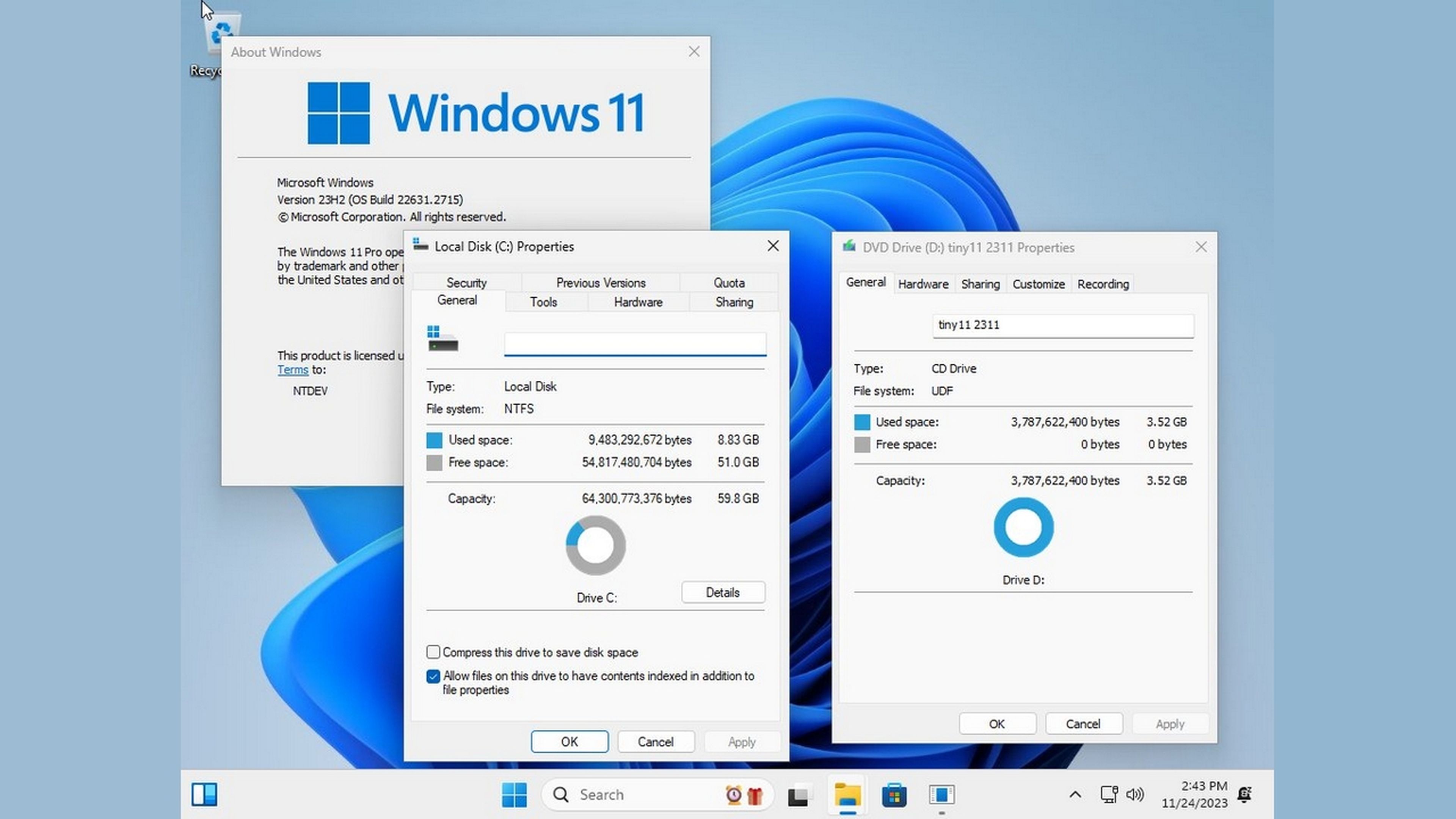 Tiny11, el Windows 11 que solo ocupa 4 GB, se encoge un 20% más y añade la IA Copilot