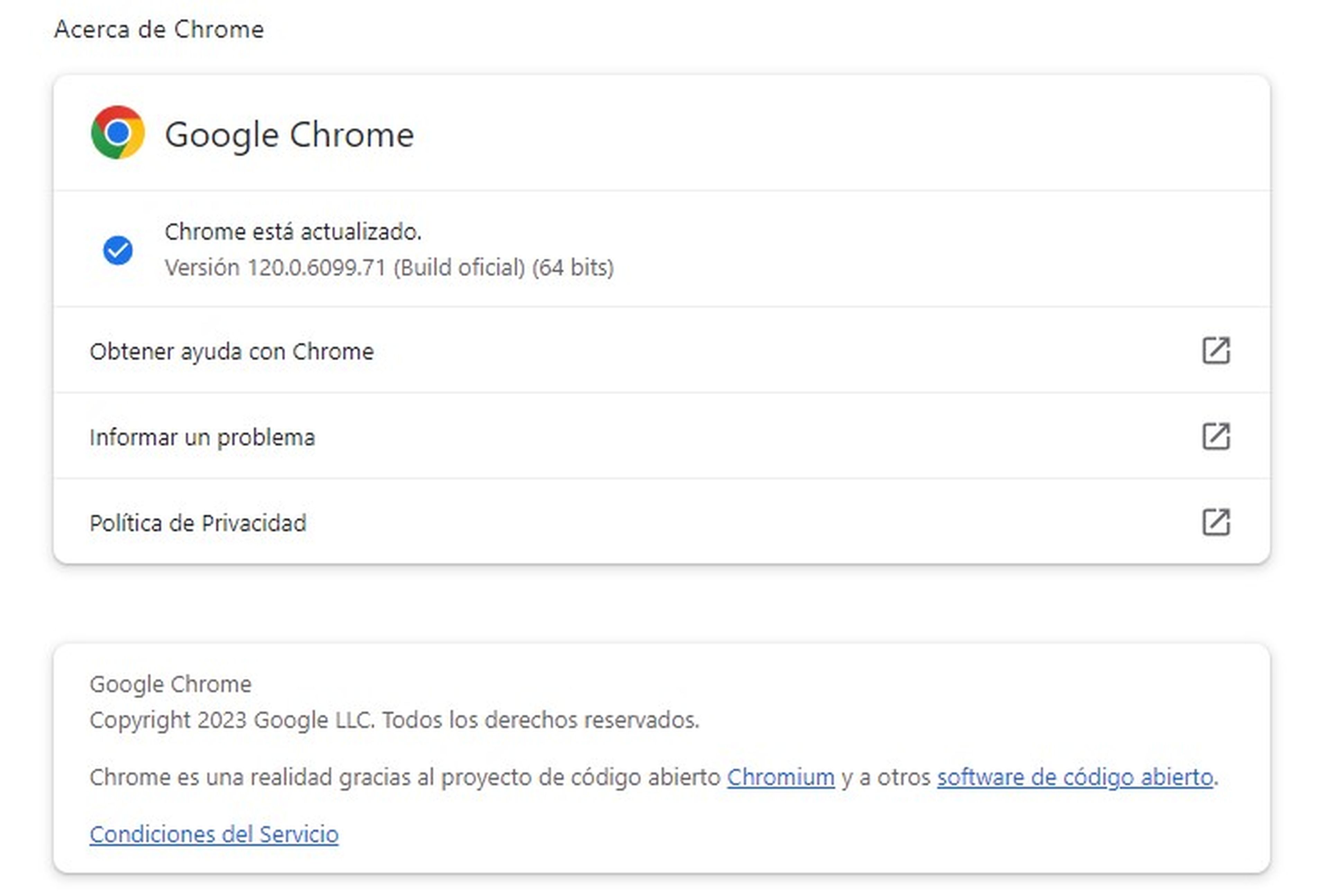 Actualizar Chrome