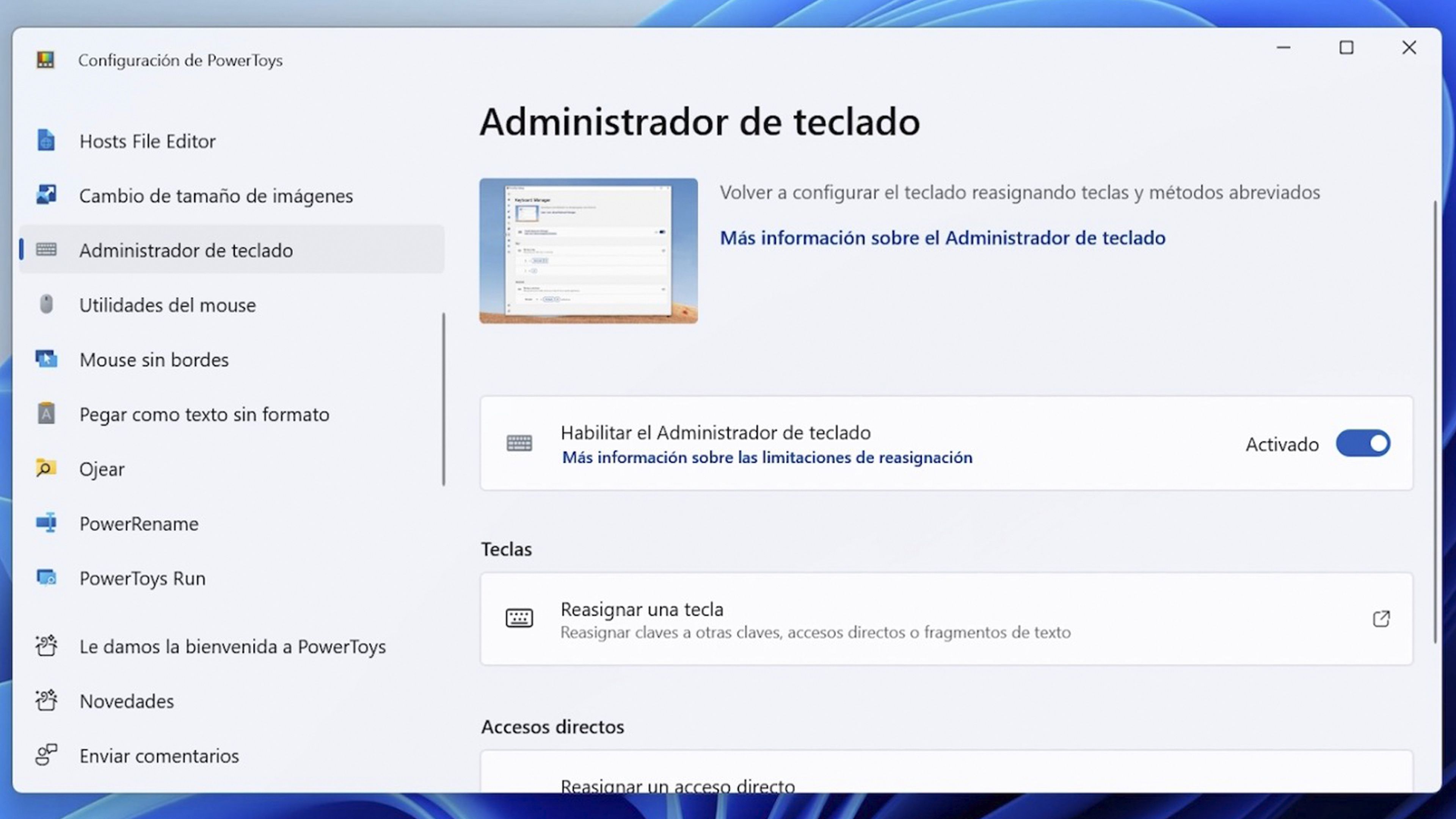 Cambiar las teclas de Windows: habilitar el administrador de teclado