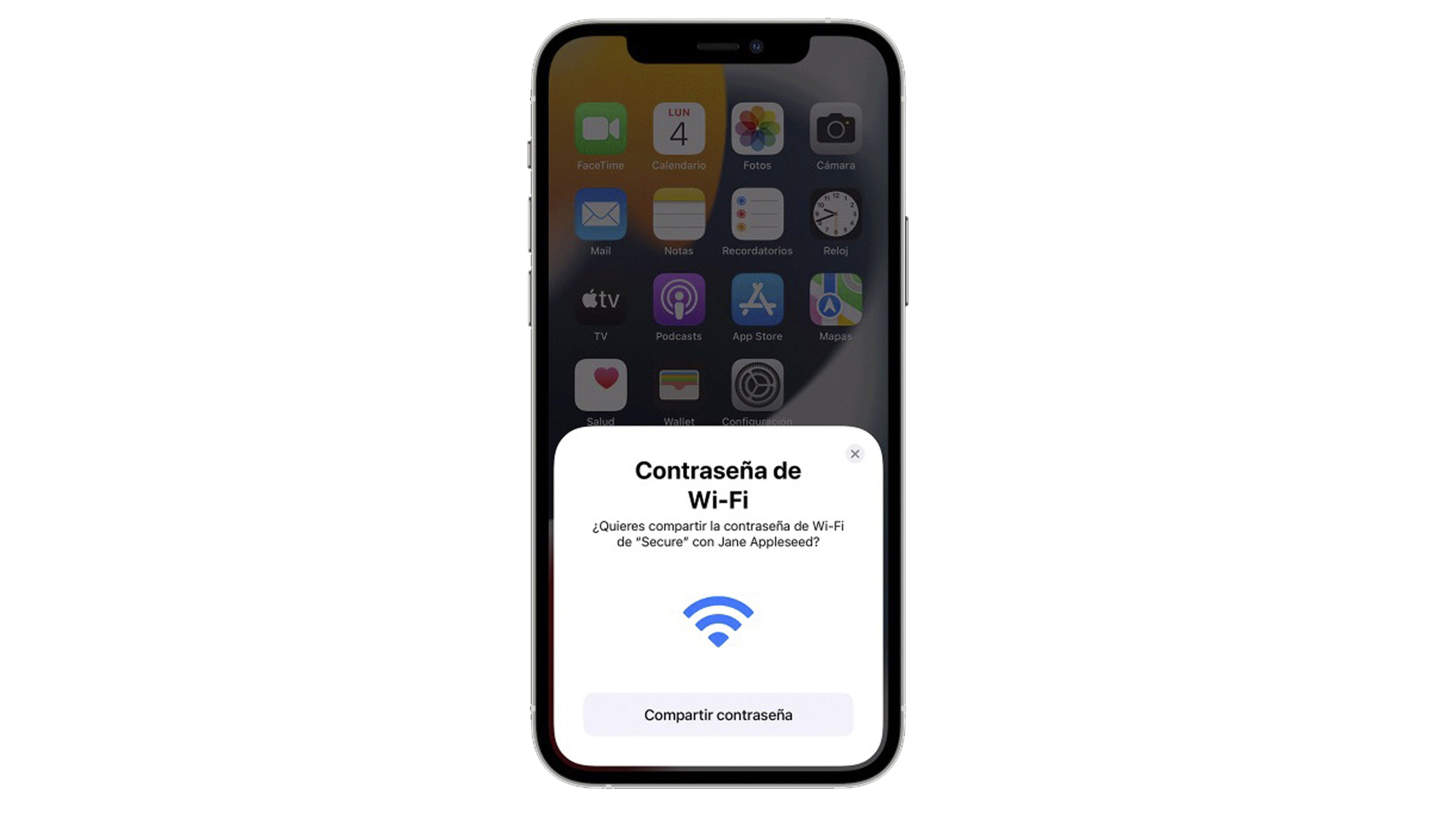 Compartir la contraseña del WiFi en iPhone hacia otro Apple