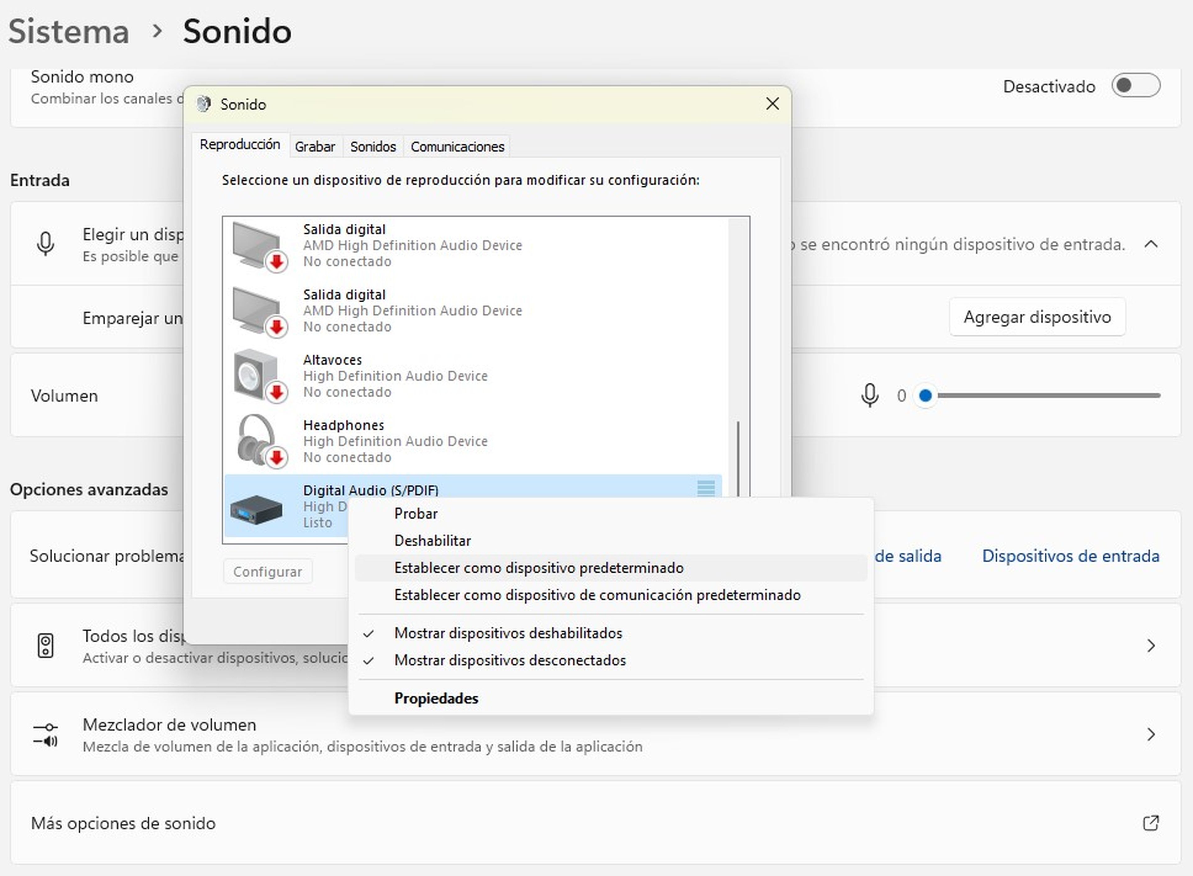 Configura tus auriculares como dispositivo de salida de audio predeterminado