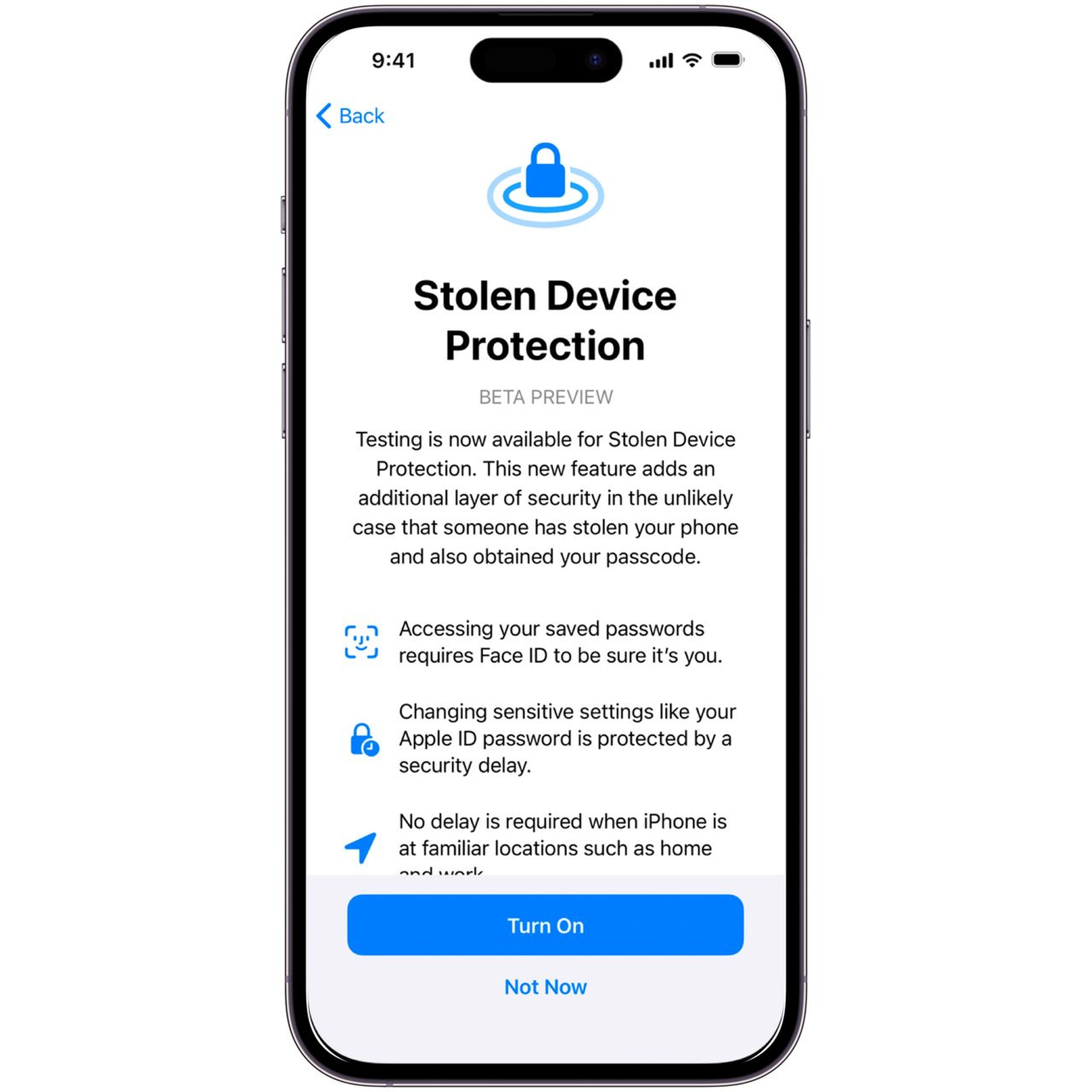 Nueva función de protección de dispositivo robado en un iPhone