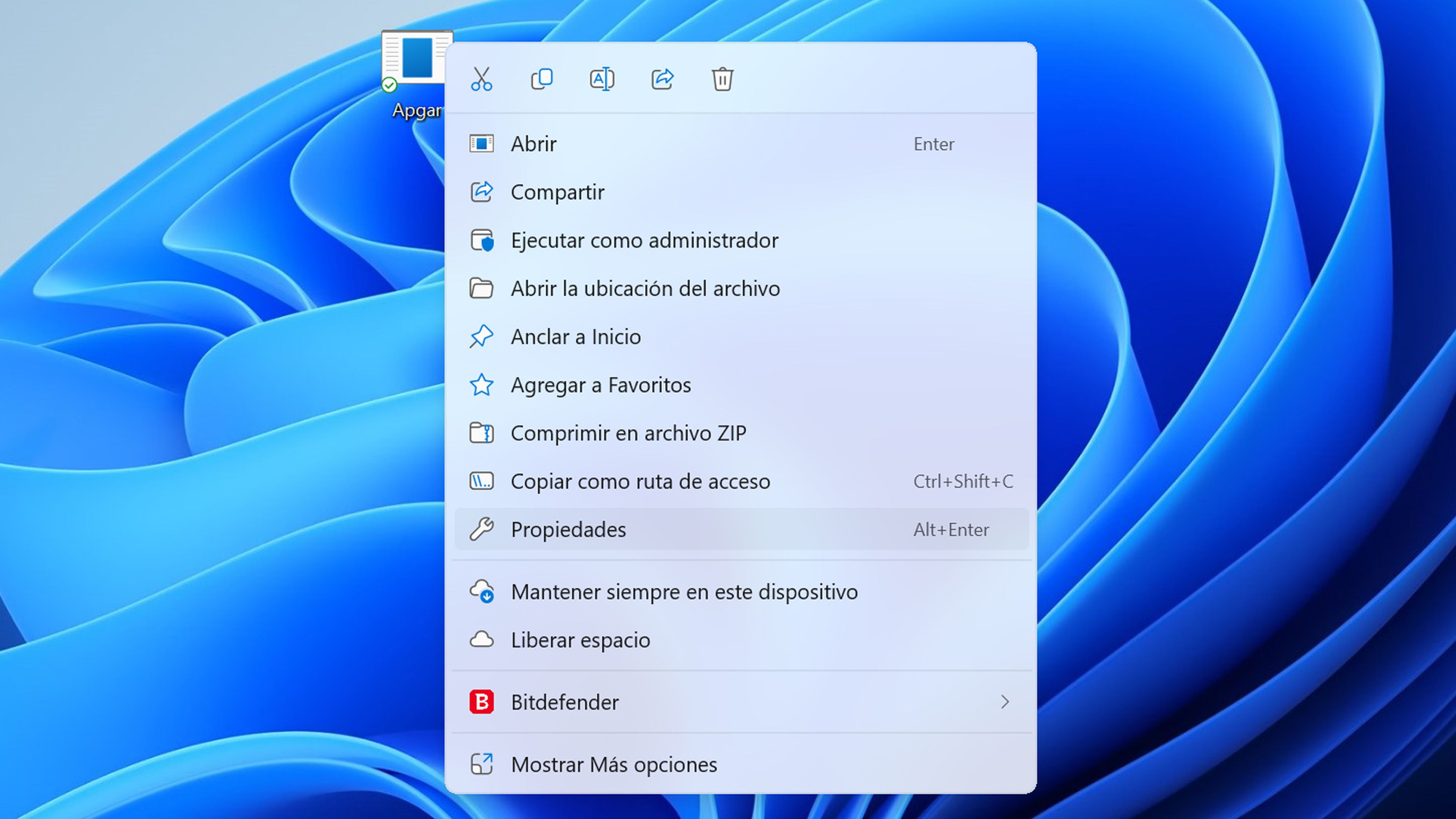 Personalizar el icono para apagar Windows 11