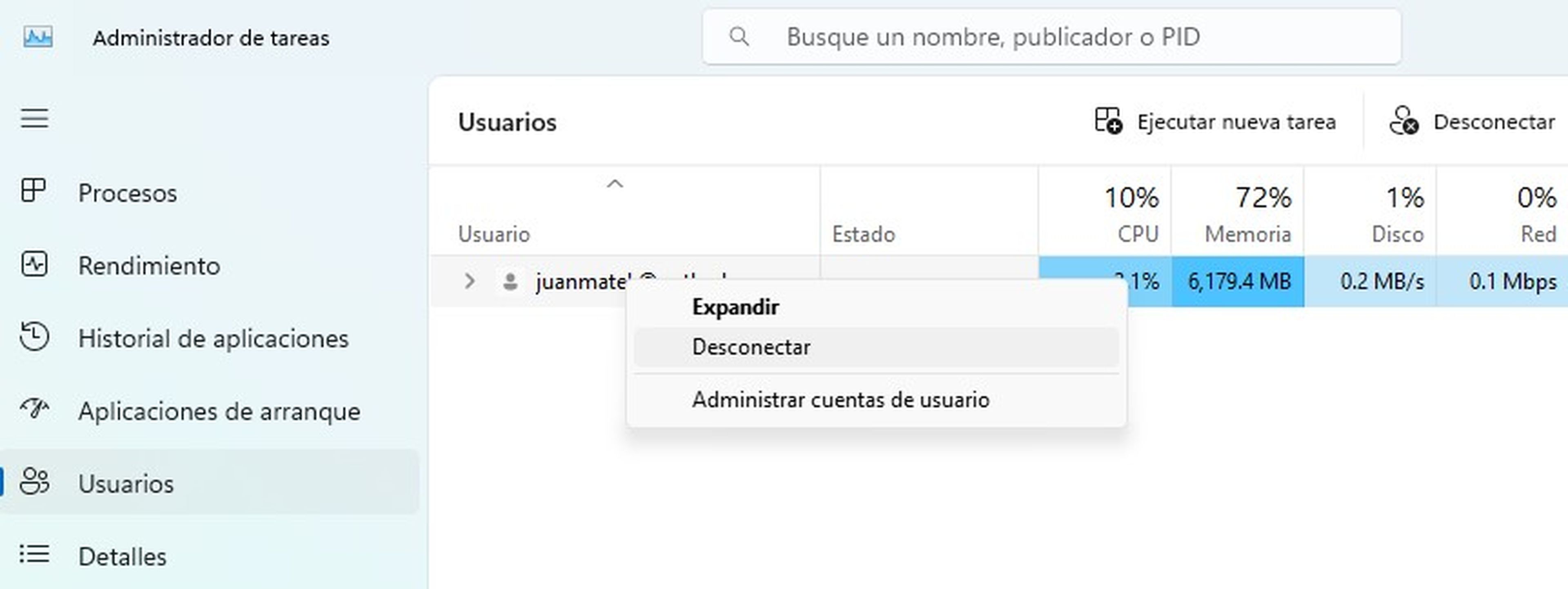 Desconectar tu sesión en Windows