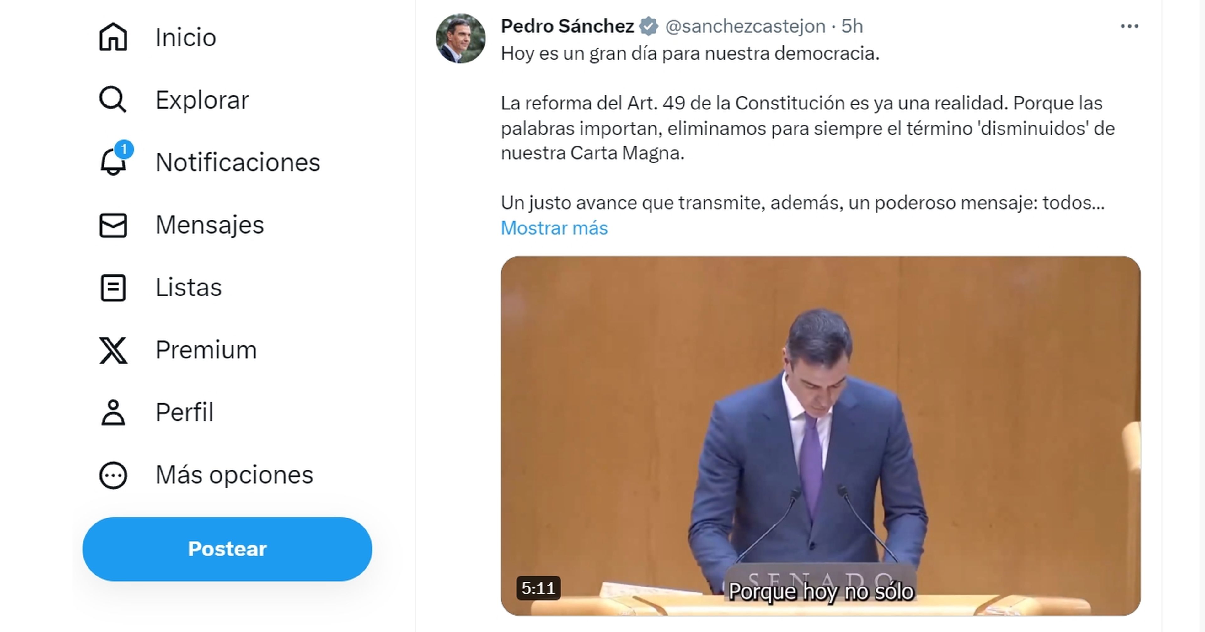 Twitter Pedro Sánchez