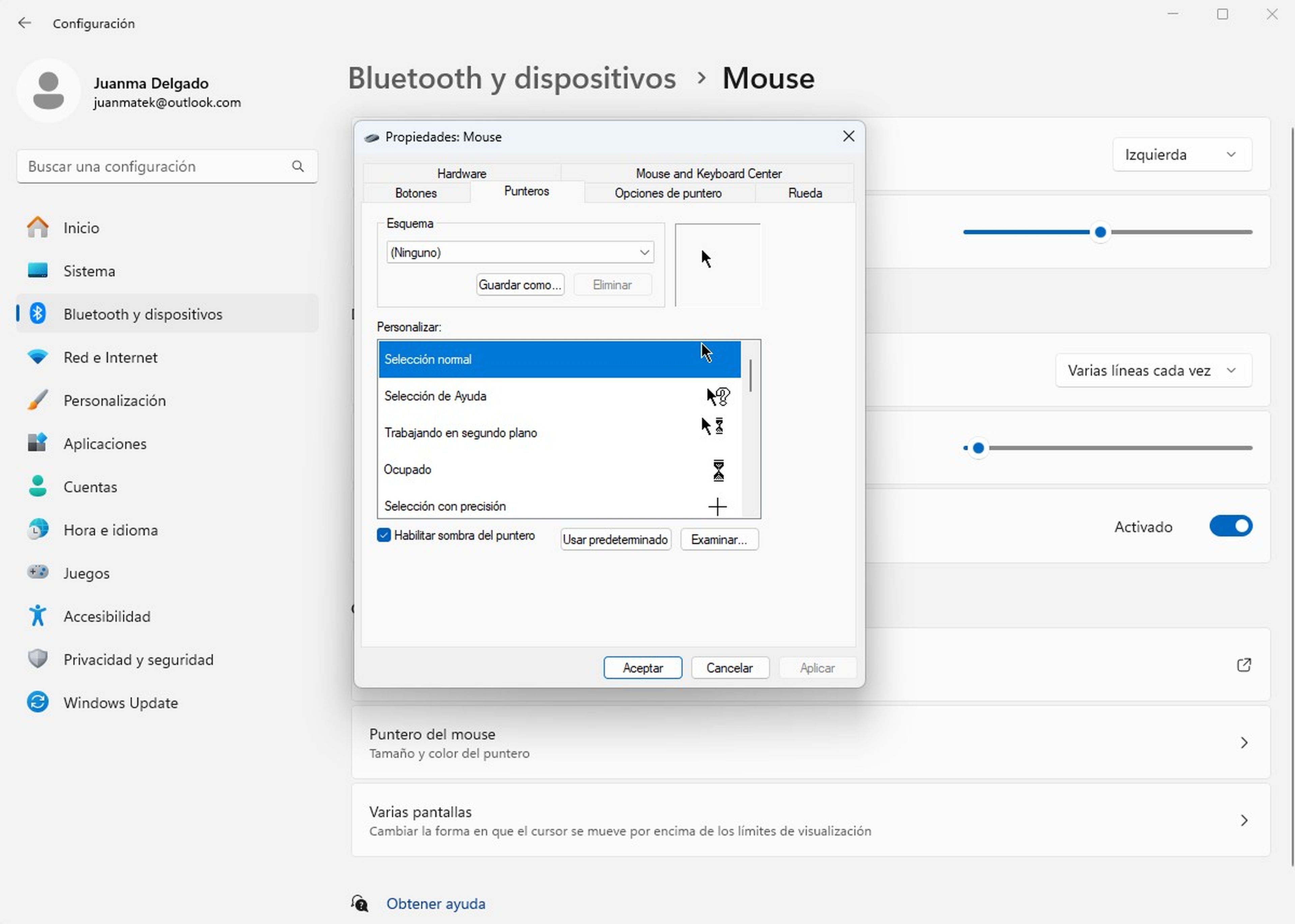 Ajustes del mouse