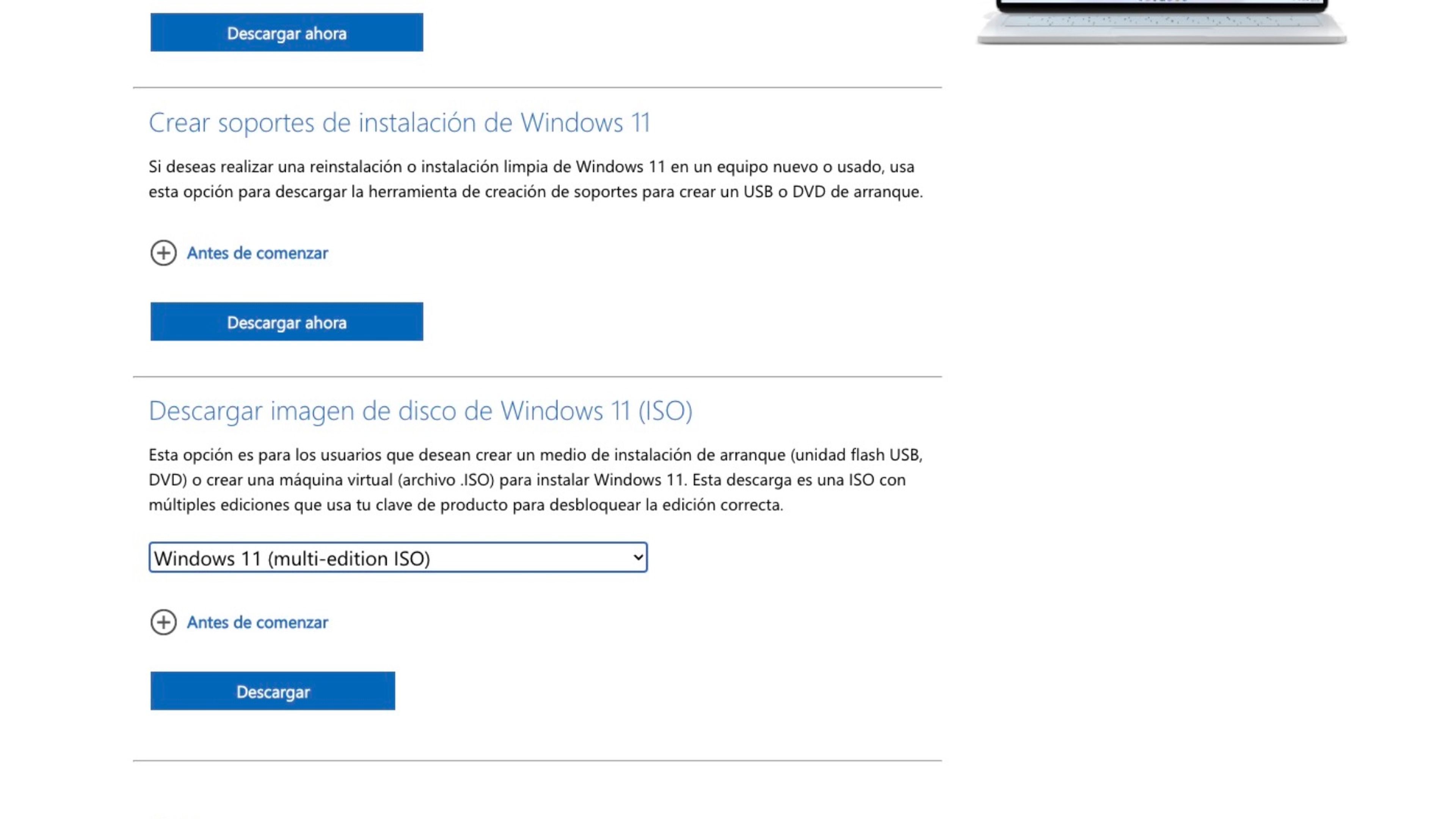 descarga una imagen ISO de Windows 11