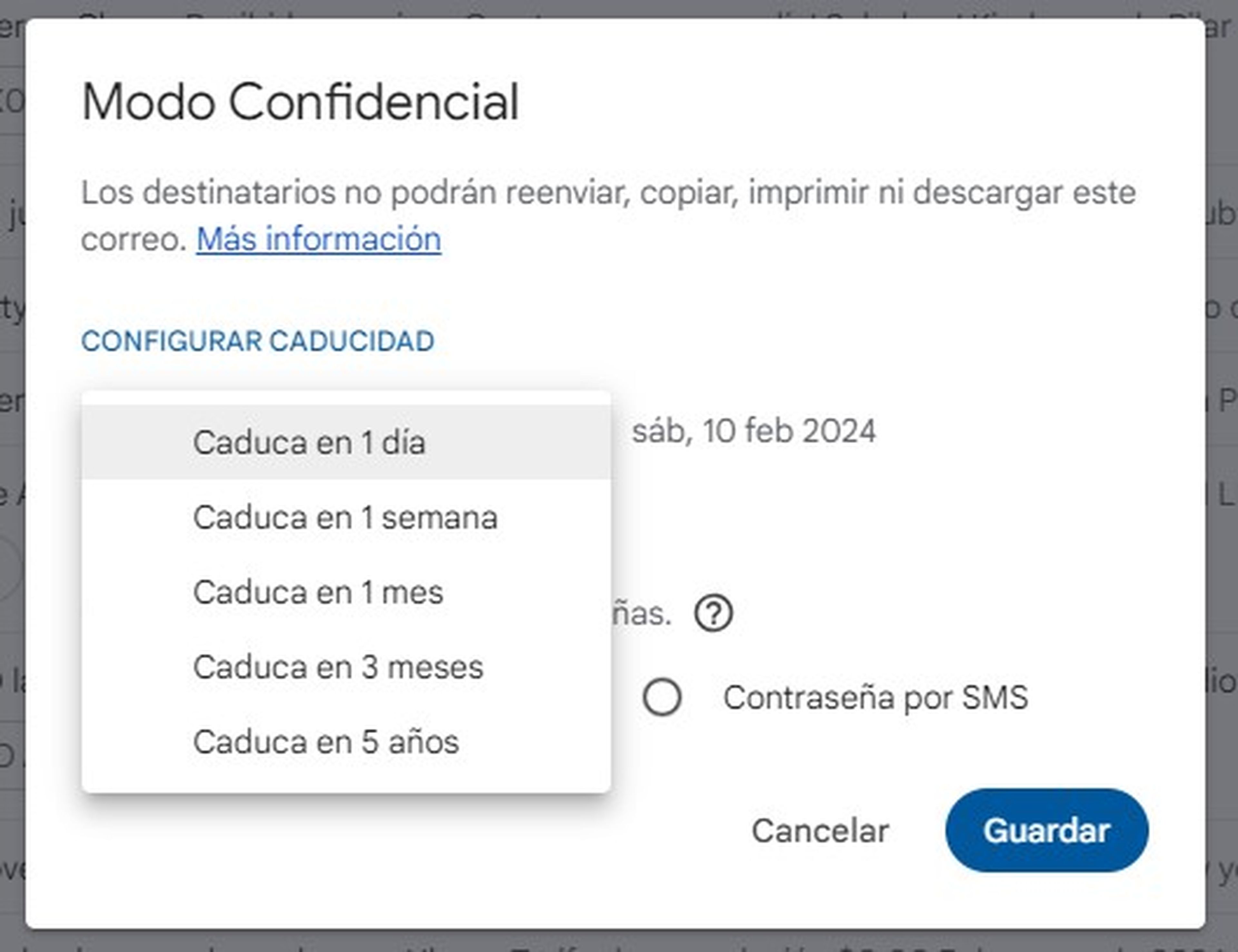 Configurar caducidad