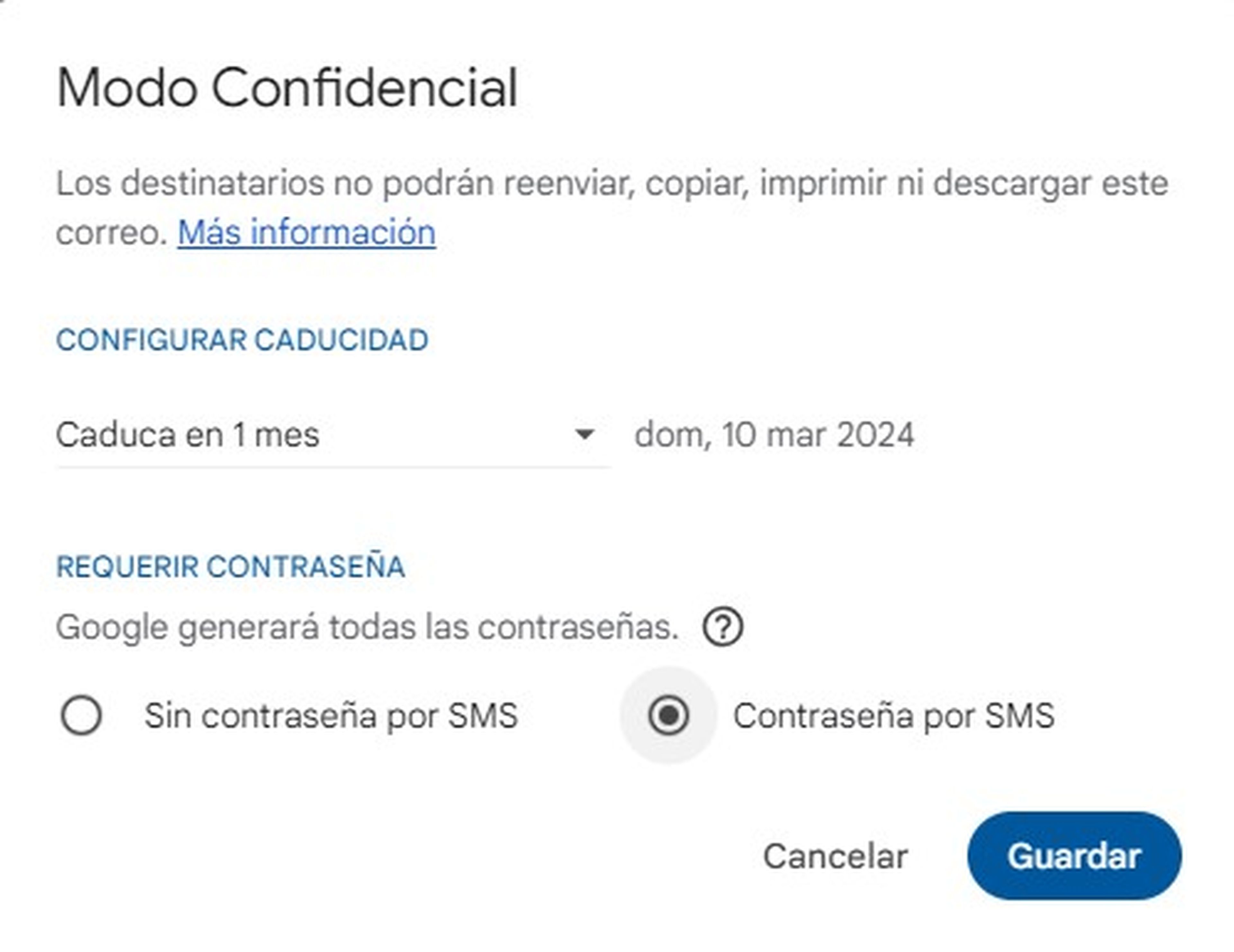 Contraseña por SMS