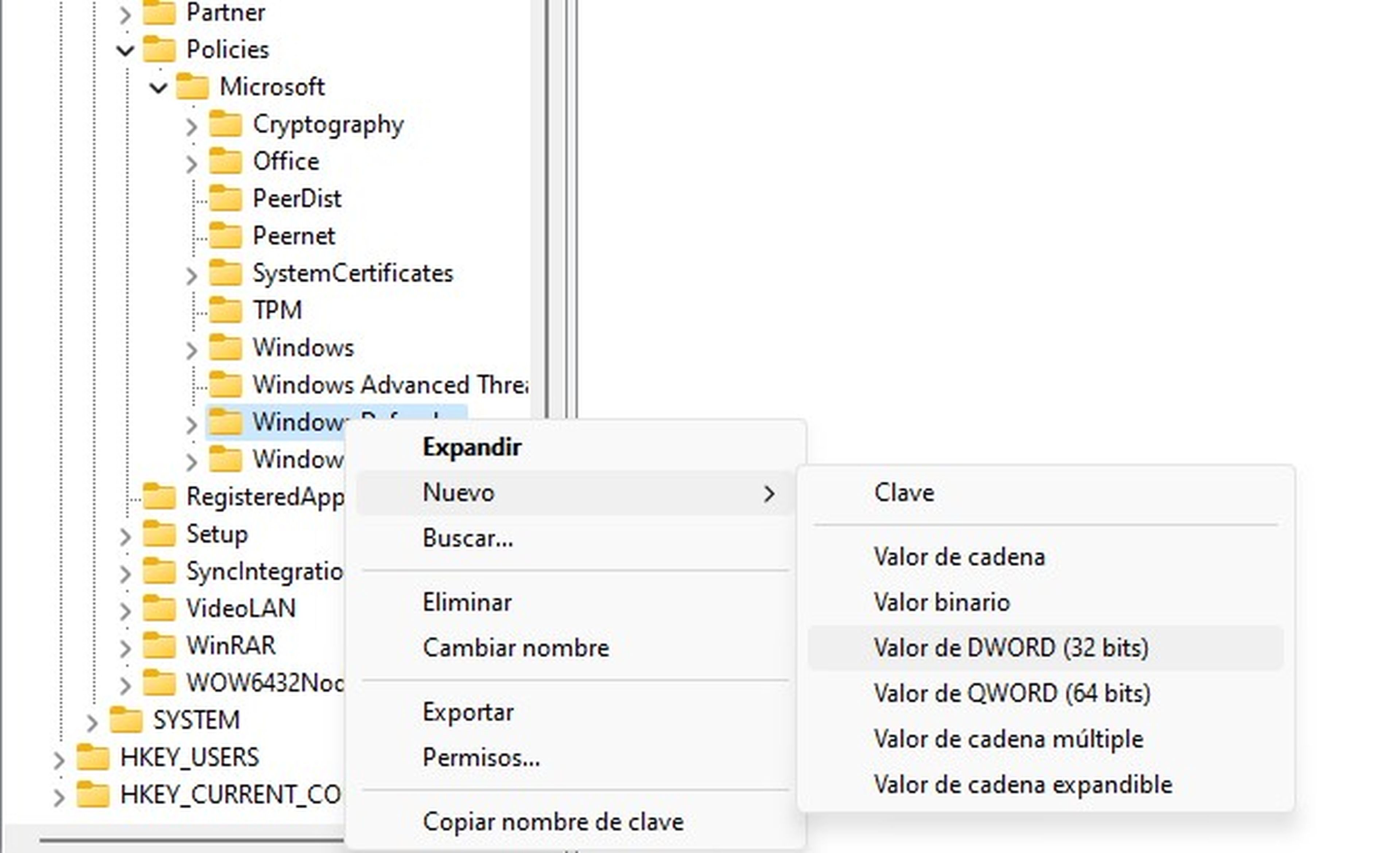 Editor de registro Windows