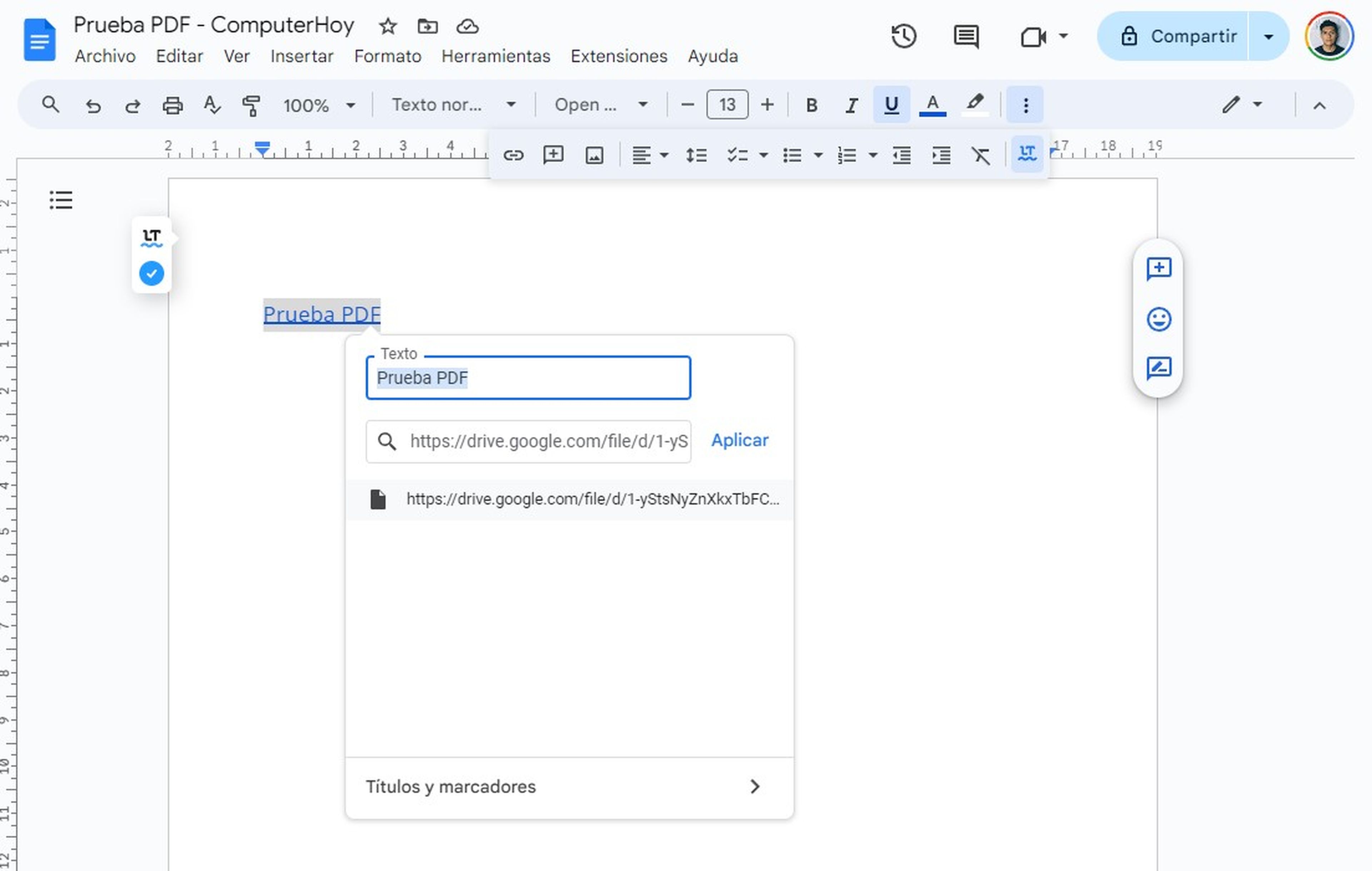 Enlace del PDF en Google Docs