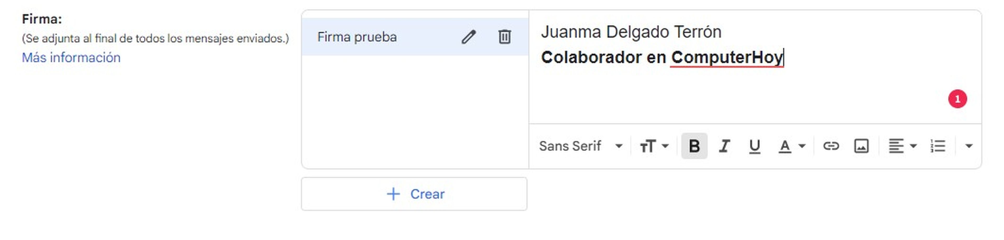Firma personalizada en Gmail