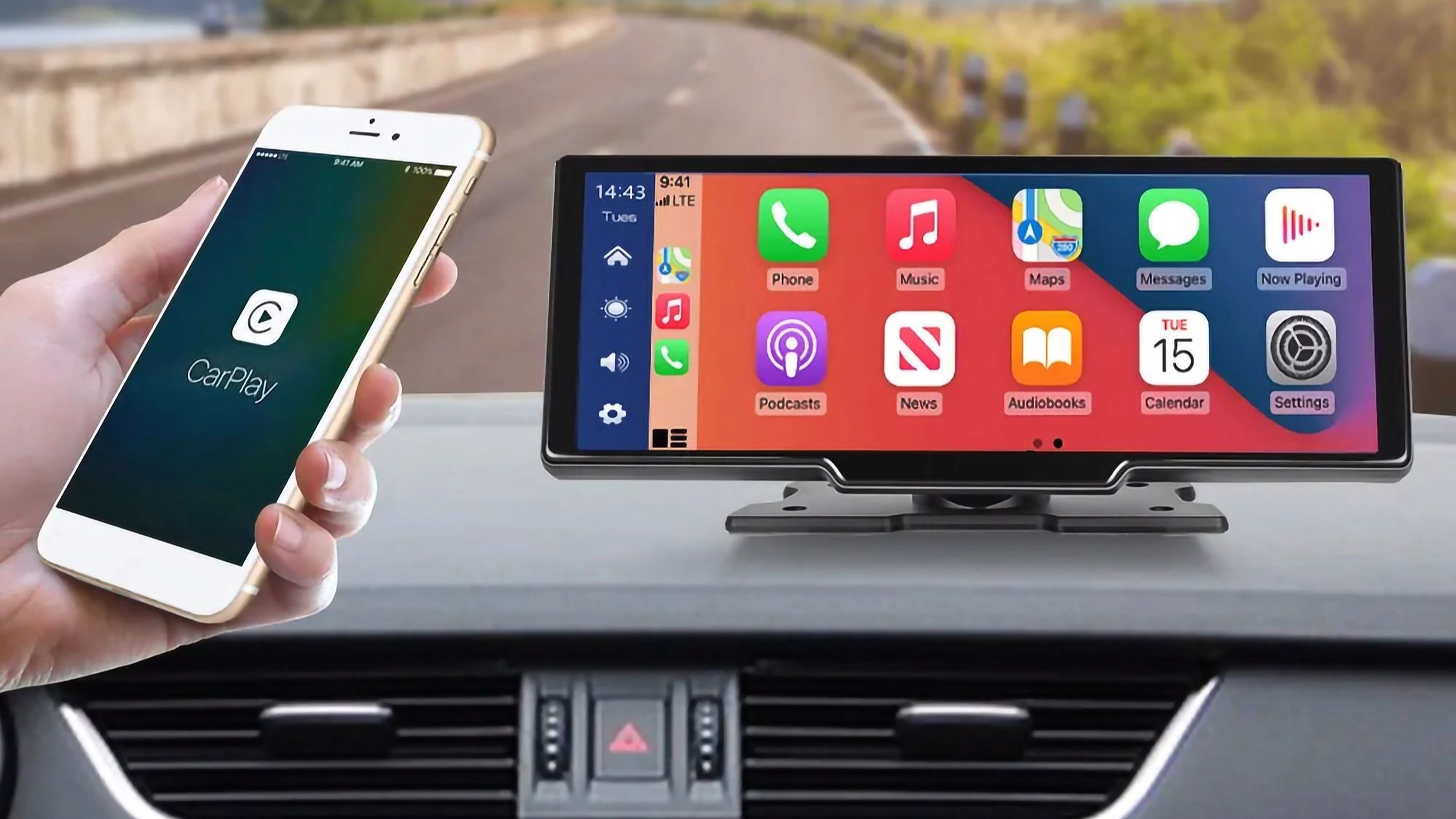 Podofo Pantalla inteligente con CarPlay y Android Auto