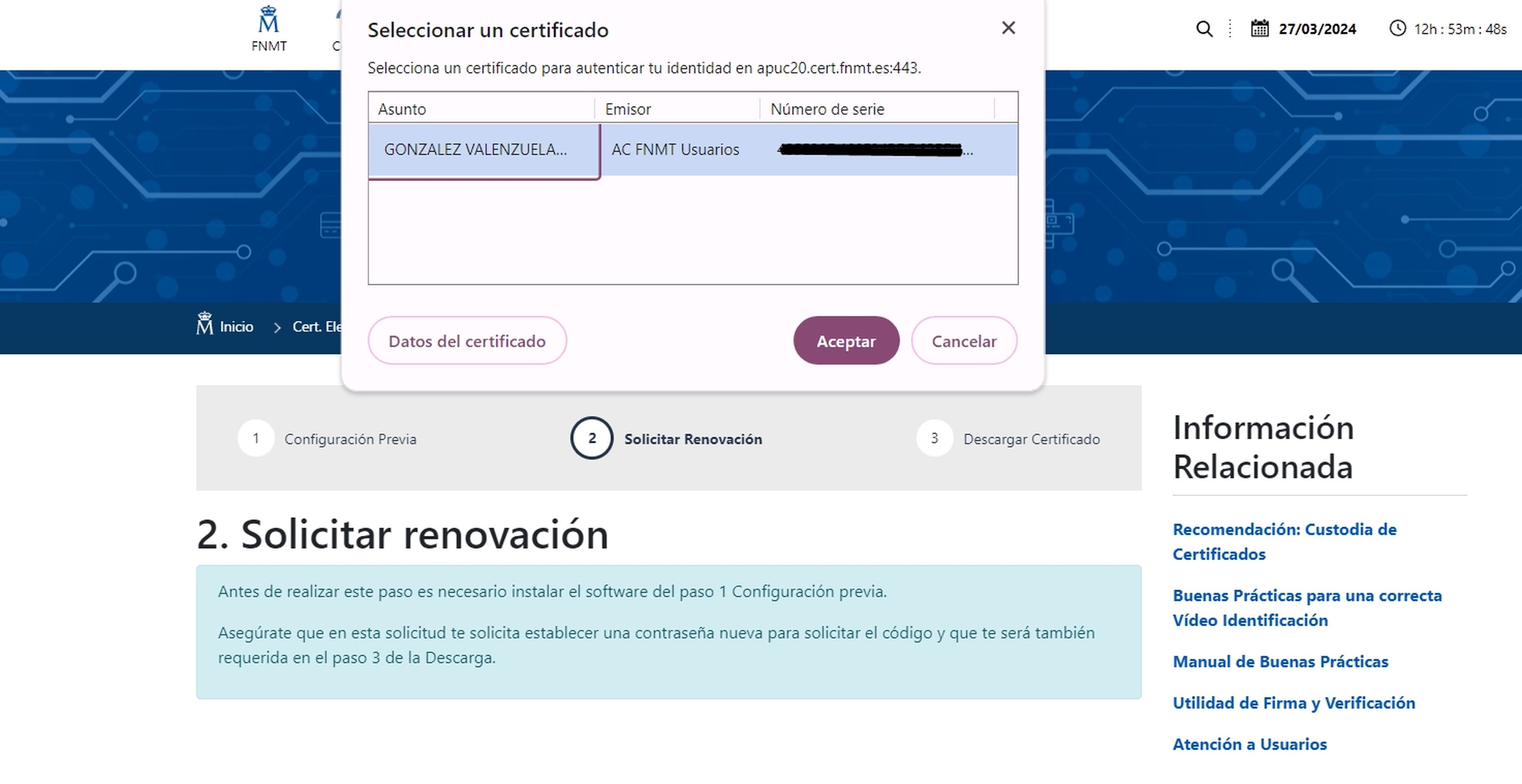 Certificado digital renovación