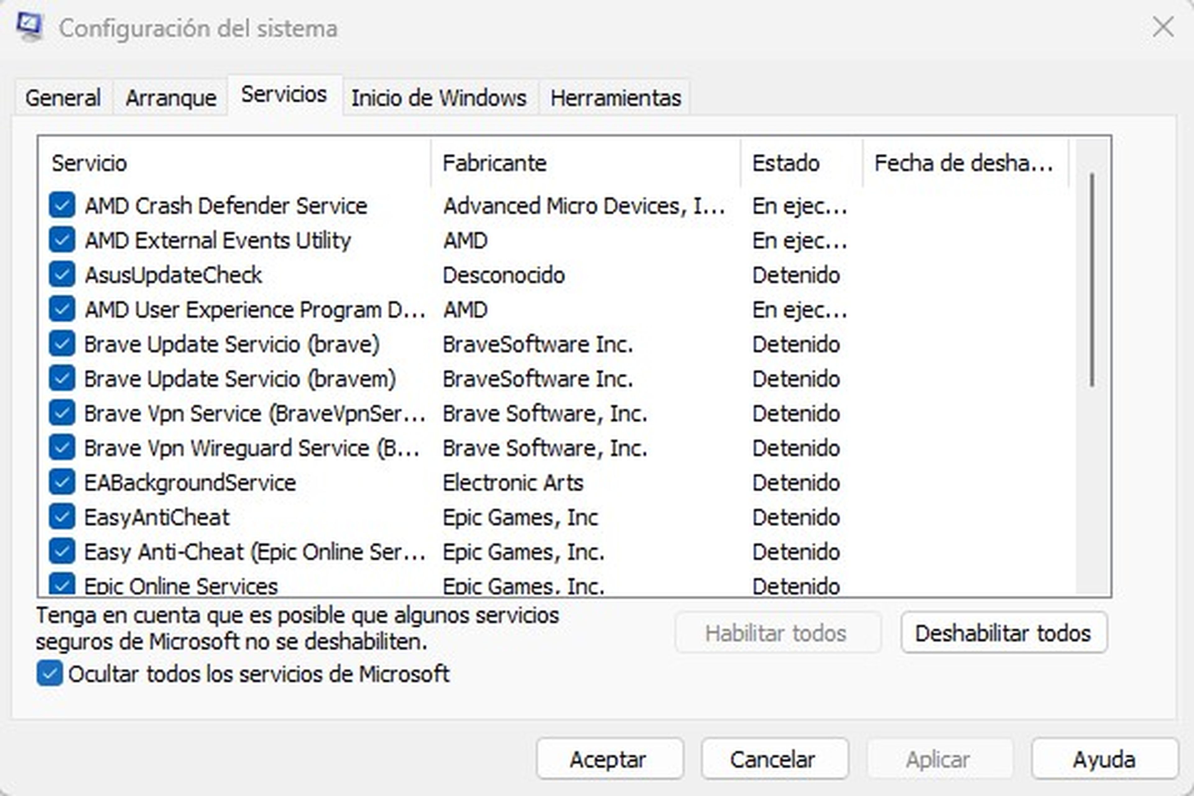 Configuración del sistema