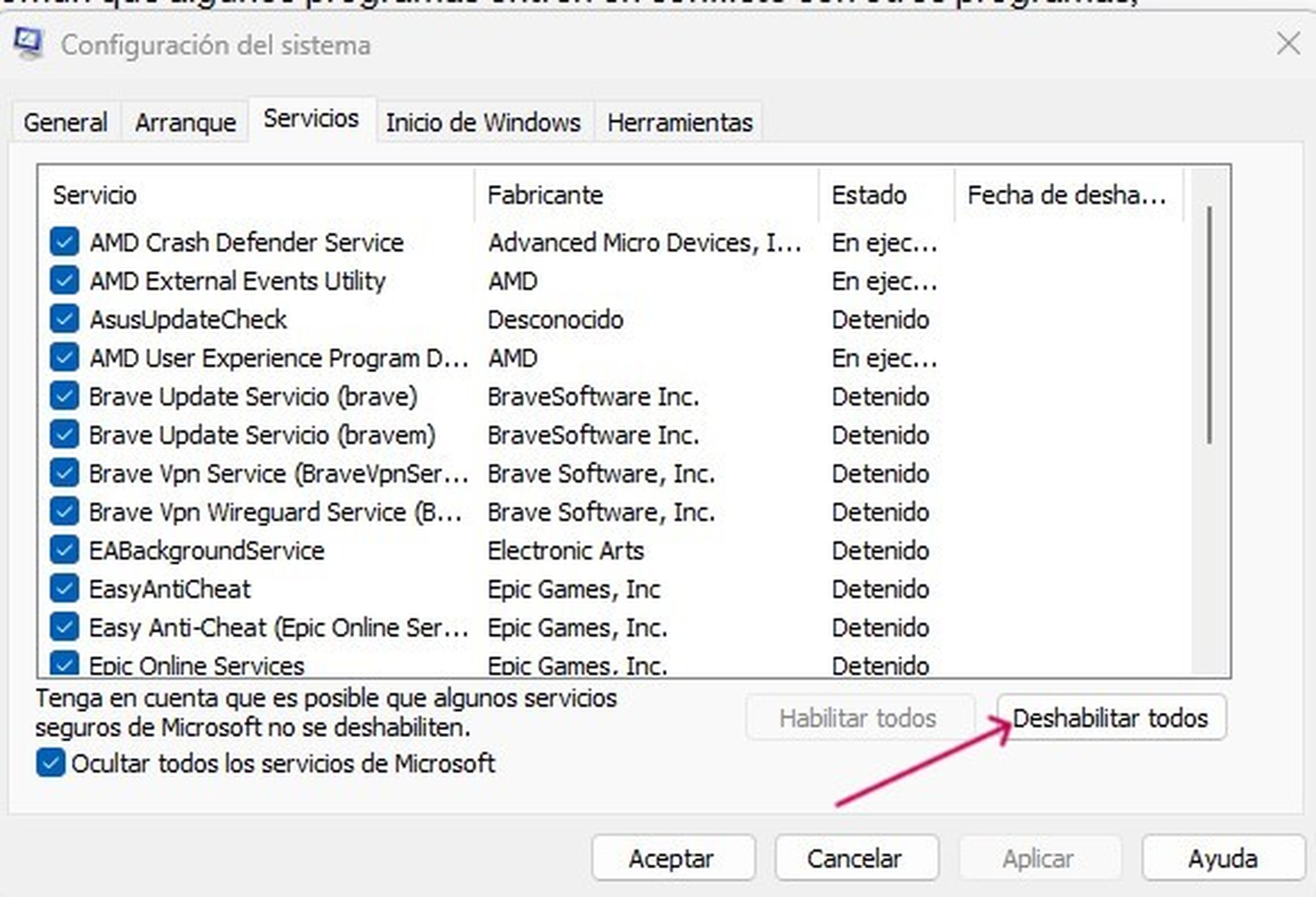 Configuración del sistema